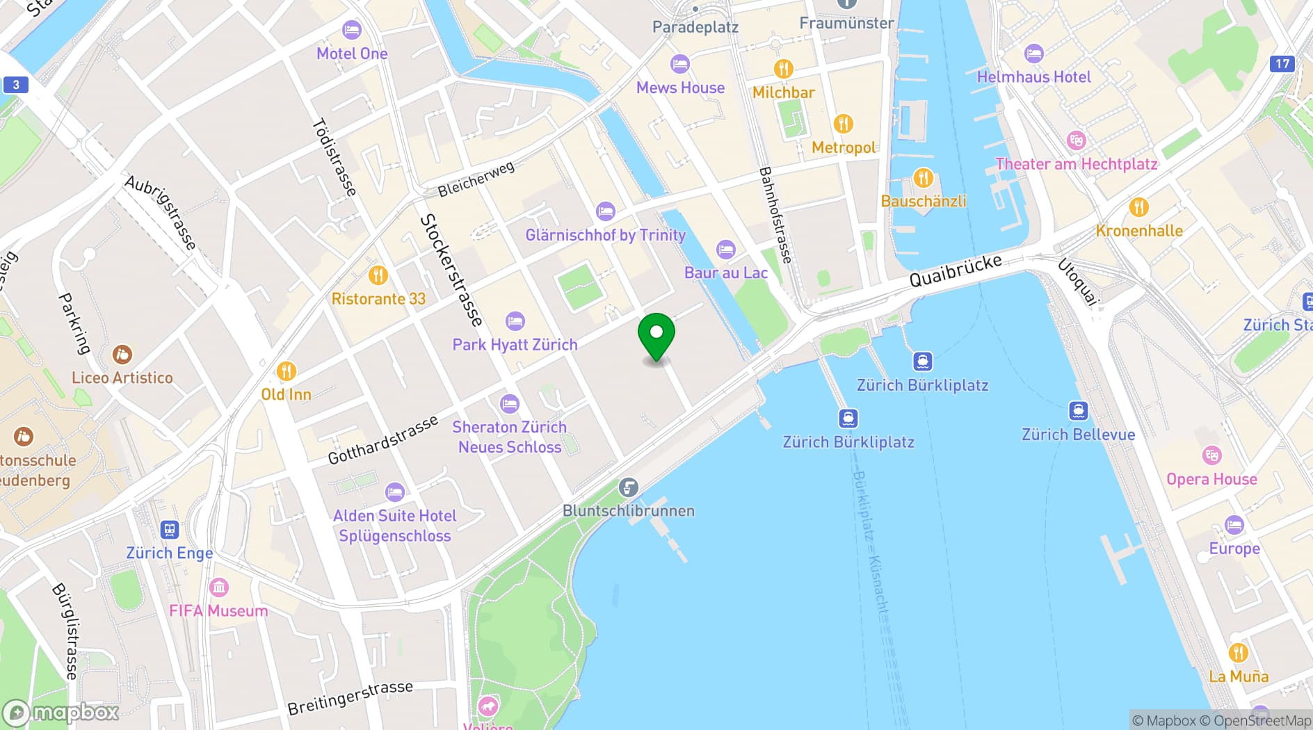 Map showing LUX Restaurant & Bar