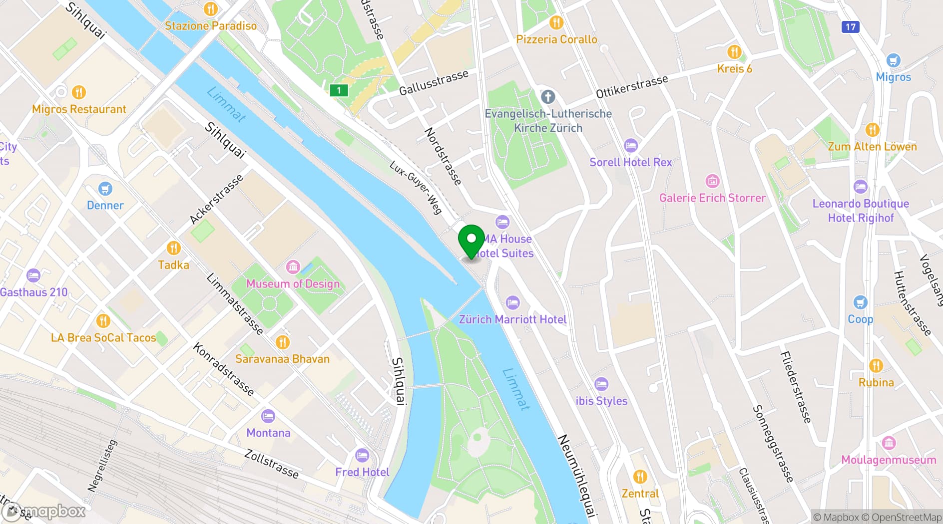 Map showing Dynamo Zürich - Haus 19