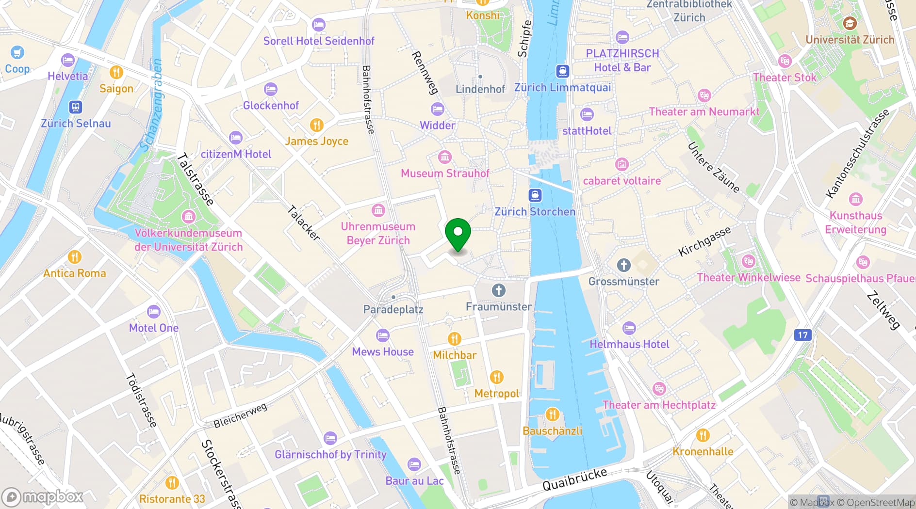 Map showing Zunfthaus zur Waag