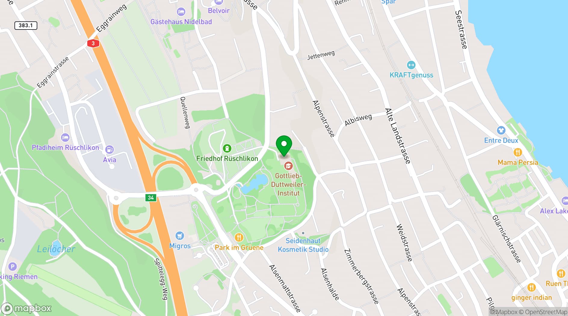 Map showing Gottlieb Duttweiler Institute