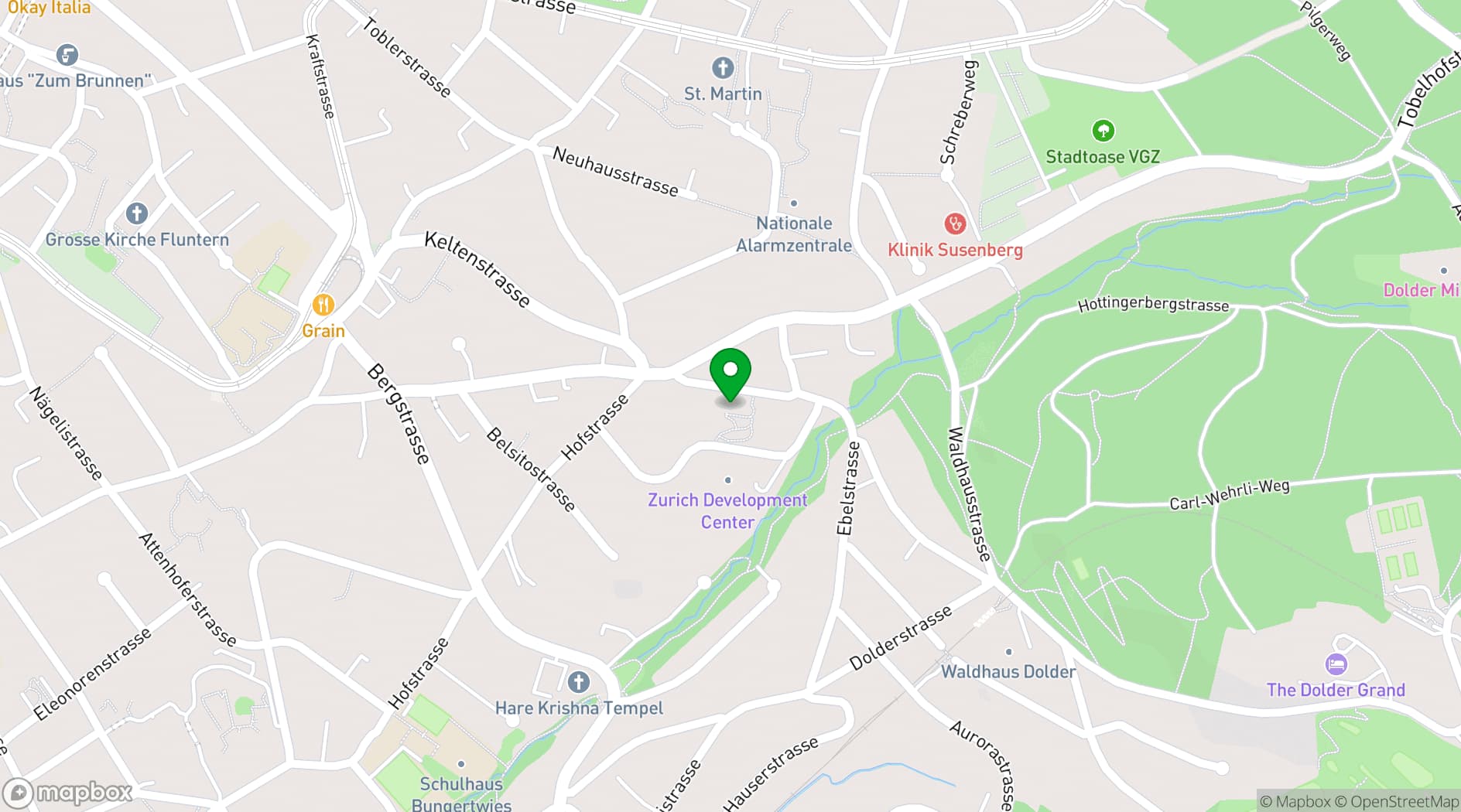 Map showing Zurich Development Center