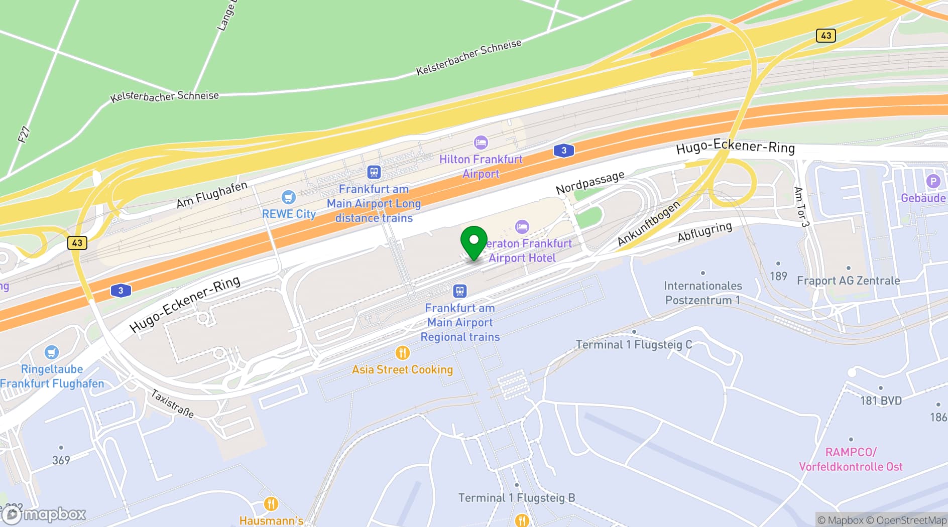 Map showing Sheraton Frankfurt Airport Hotel and Conference Center