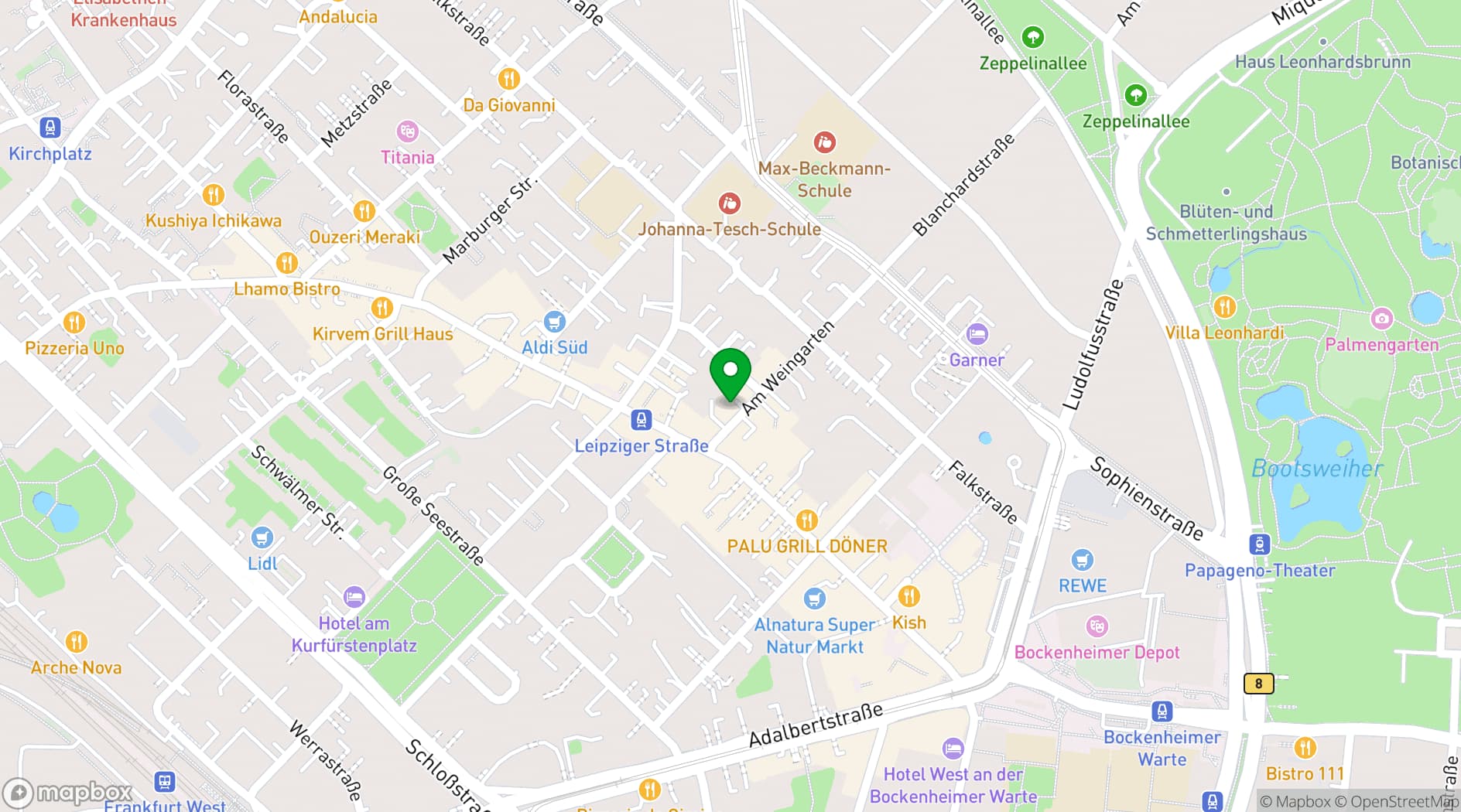 Map showing Weingarten Frankfurt