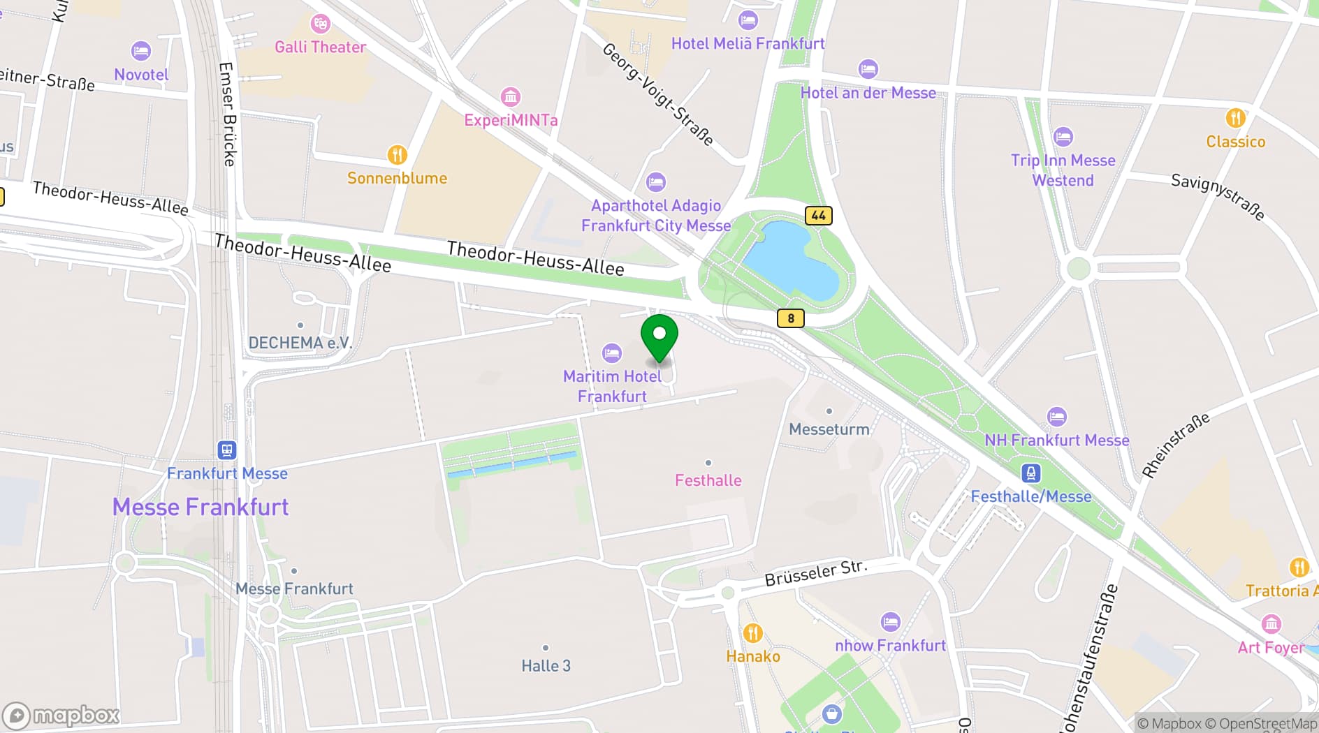 Map showing Congress Center Messe Frankfurt
