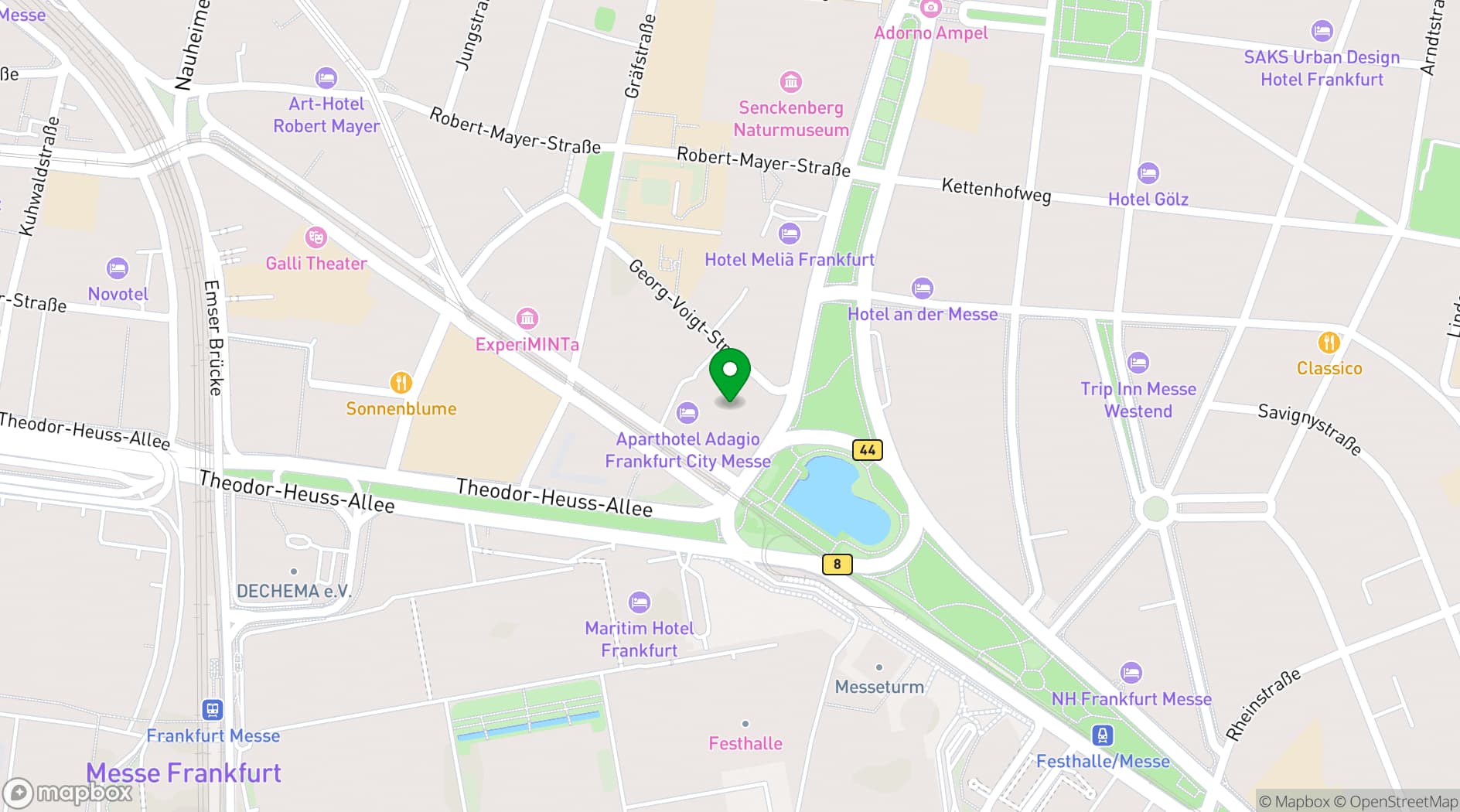 Map showing Frankfurt Marriott Hotel