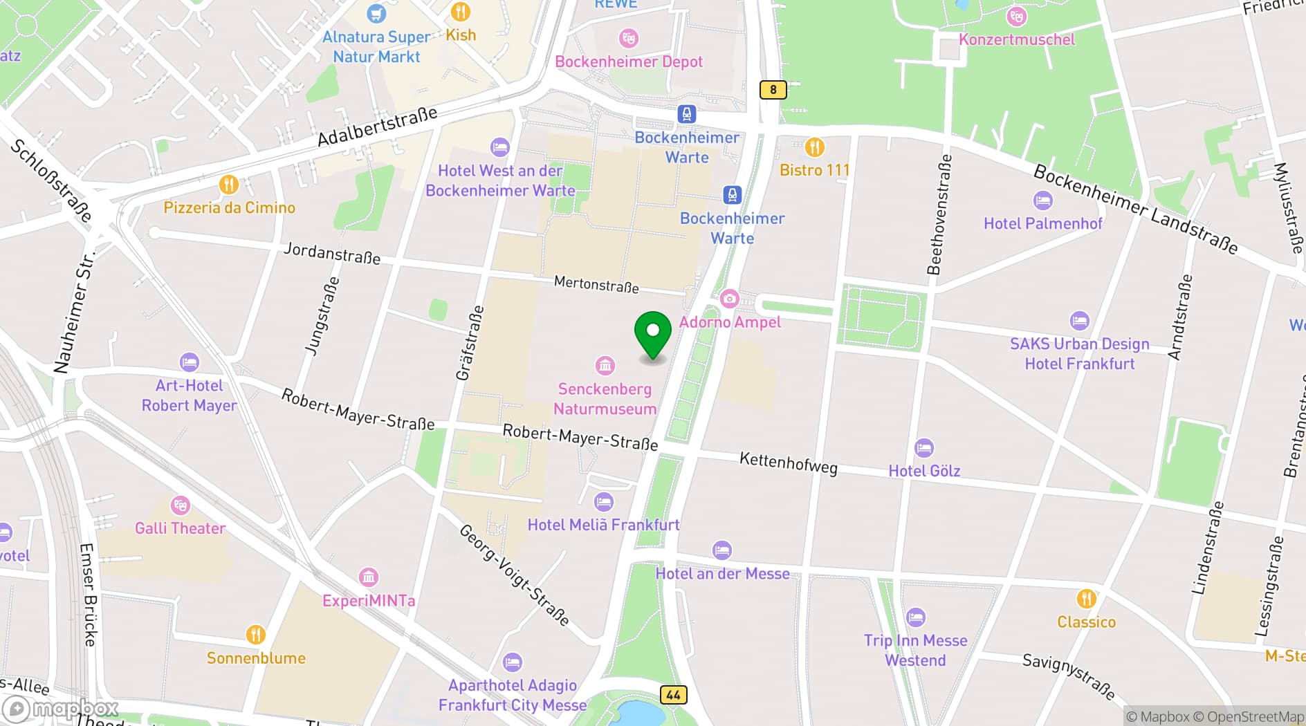 Map showing Senckenberg Naturmuseum Frankfurt