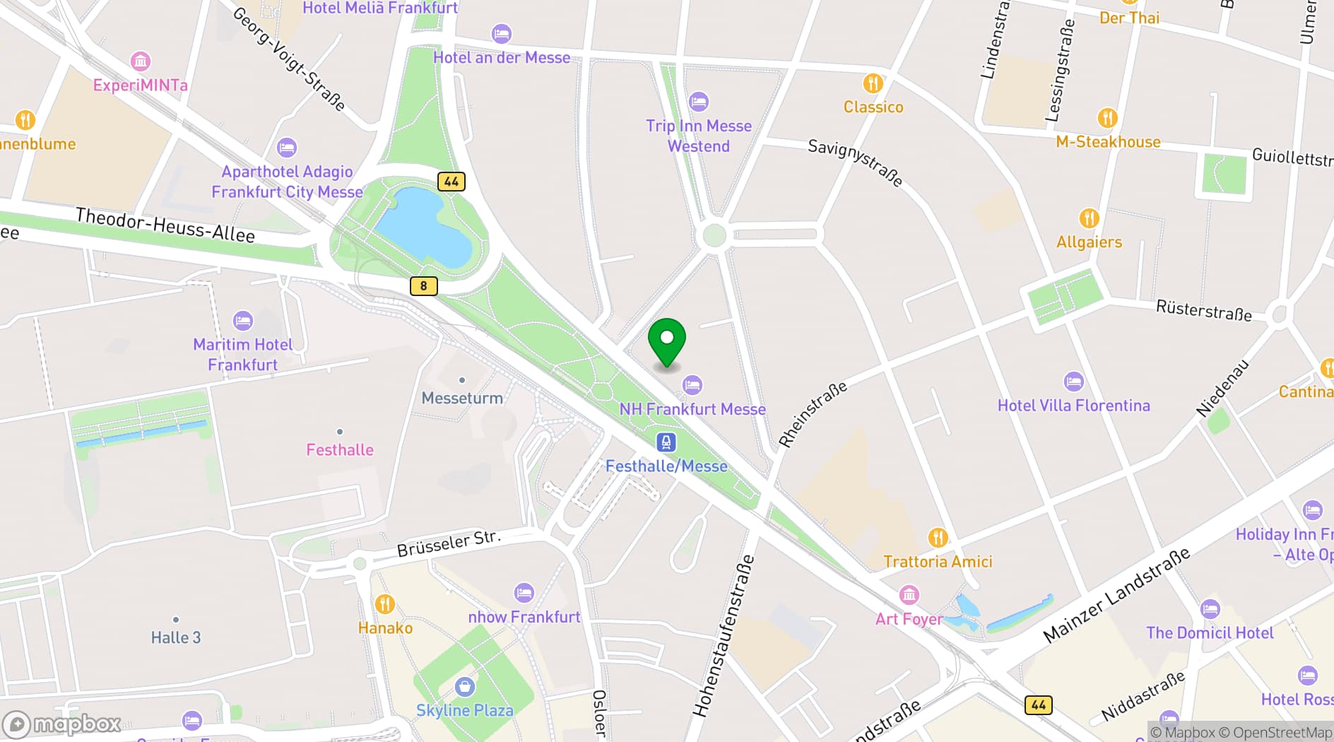 Map showing Taj Hessischer Hof Frankfurt