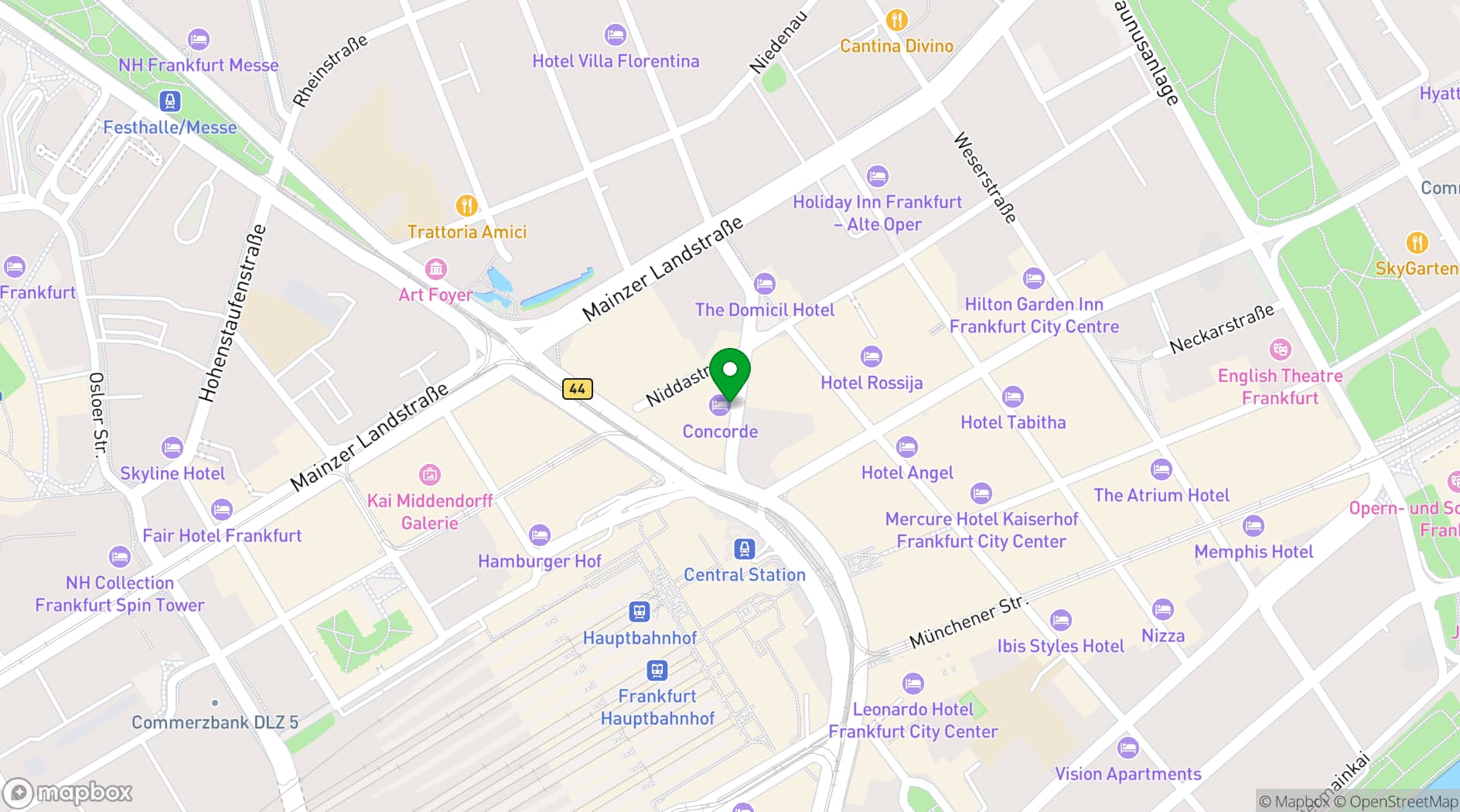 Map showing Hotel Concorde