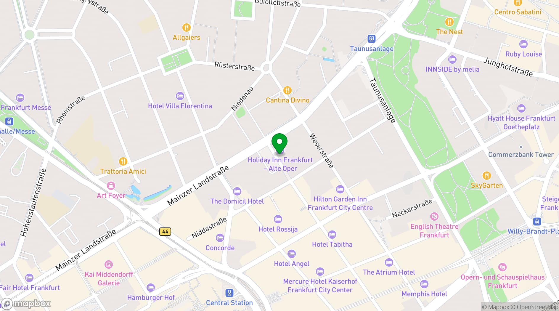 Map showing Holiday Inn Frankfurt - Alte Oper