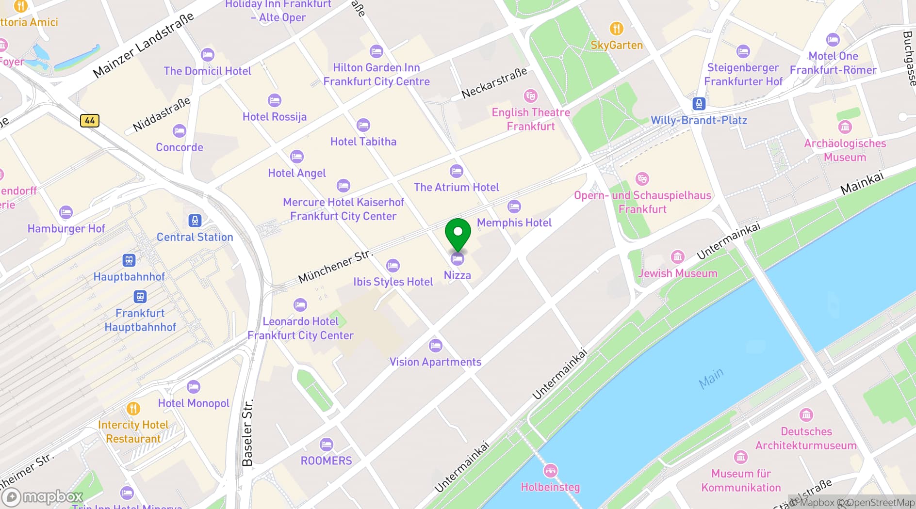 Map showing Hotel Nizza