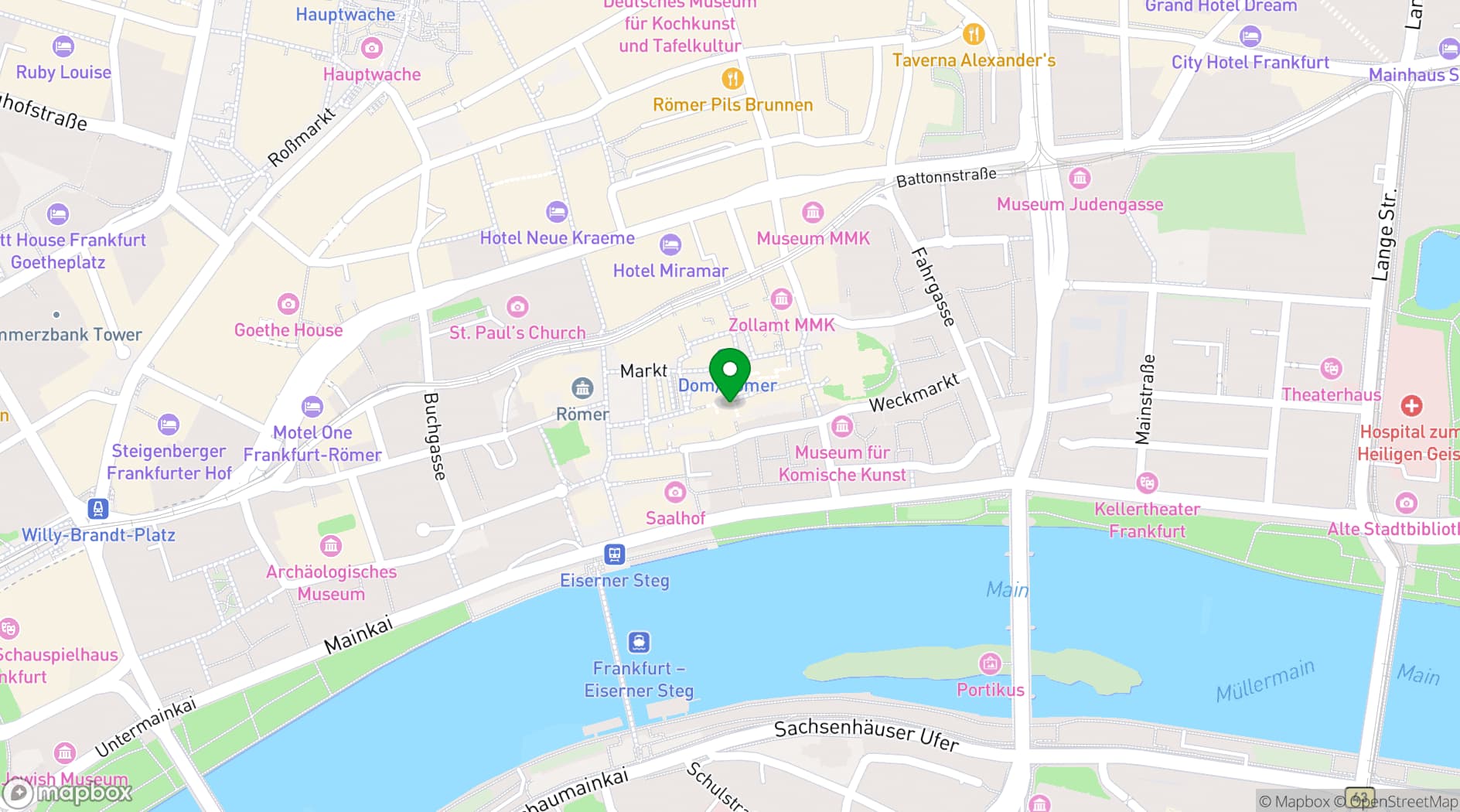 Map showing SCHIRN KUNSTHALLE FRANKFURT
