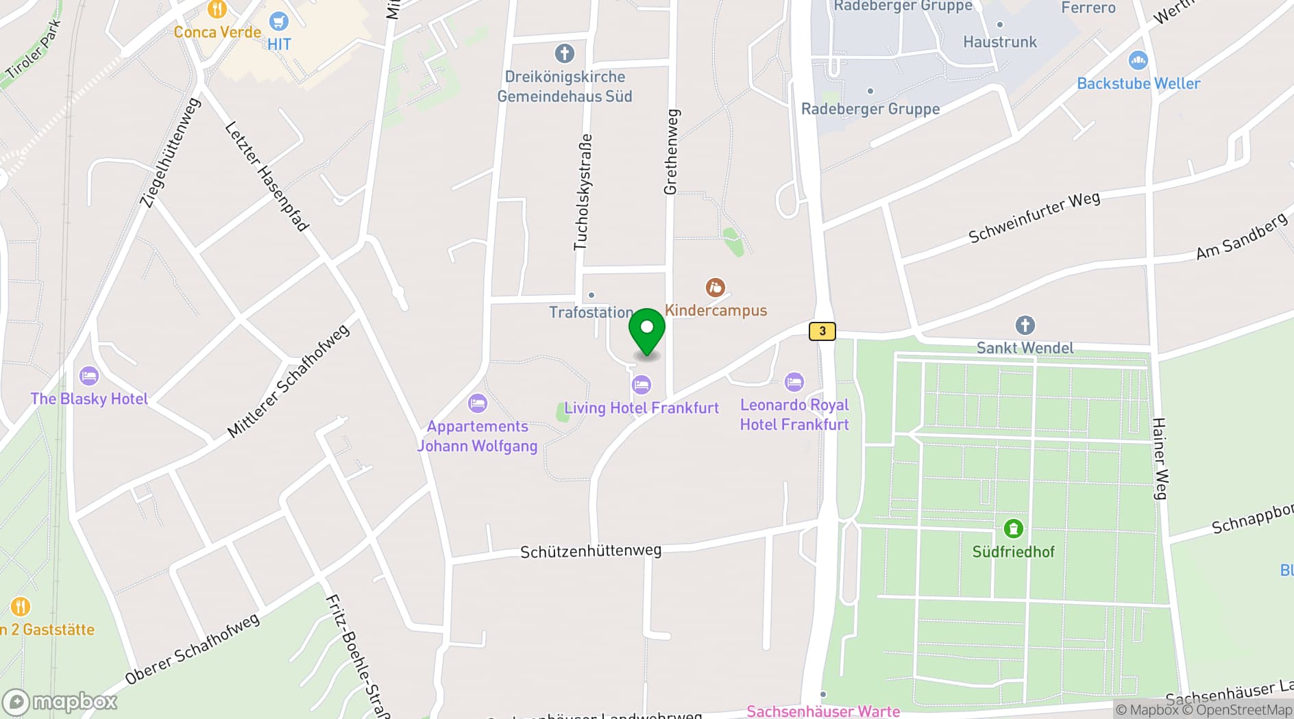 Map showing Living Hotel Frankfurt