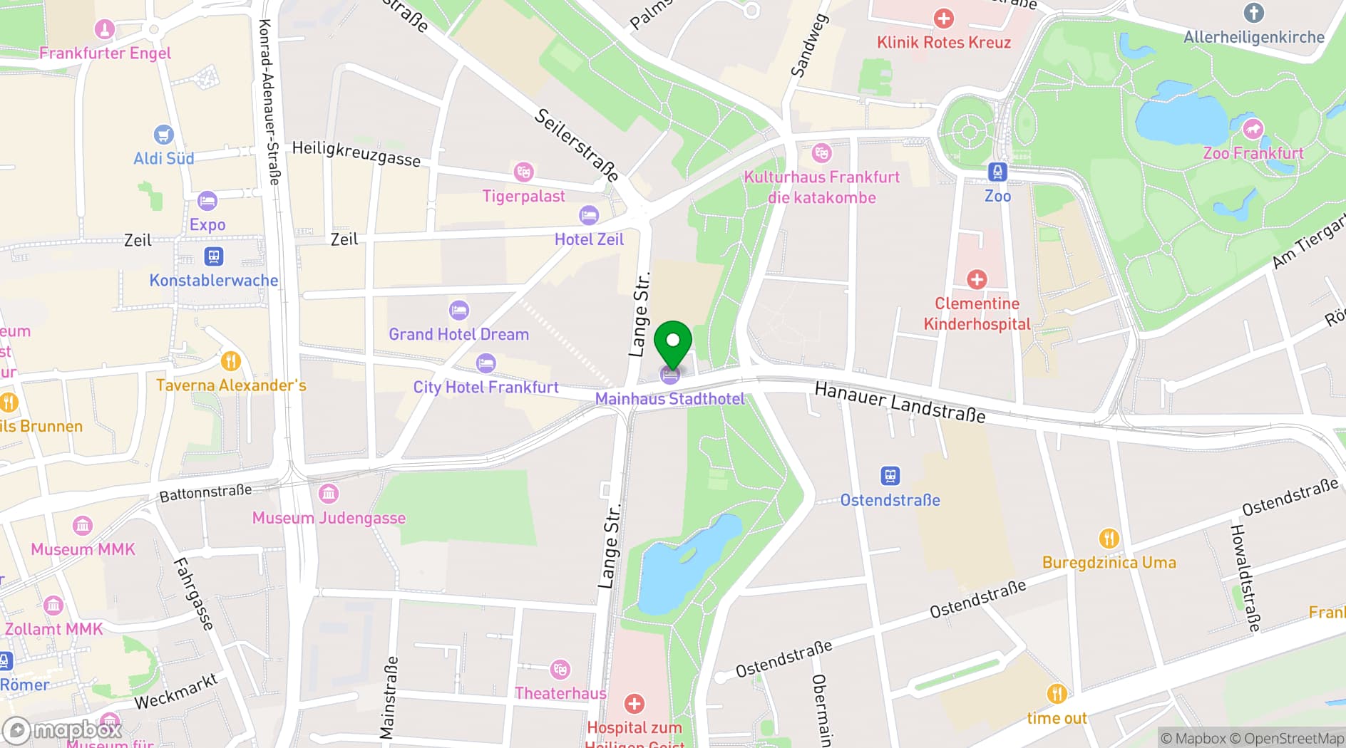 Map showing Mainhaus Stadthotel (Frankfurt)