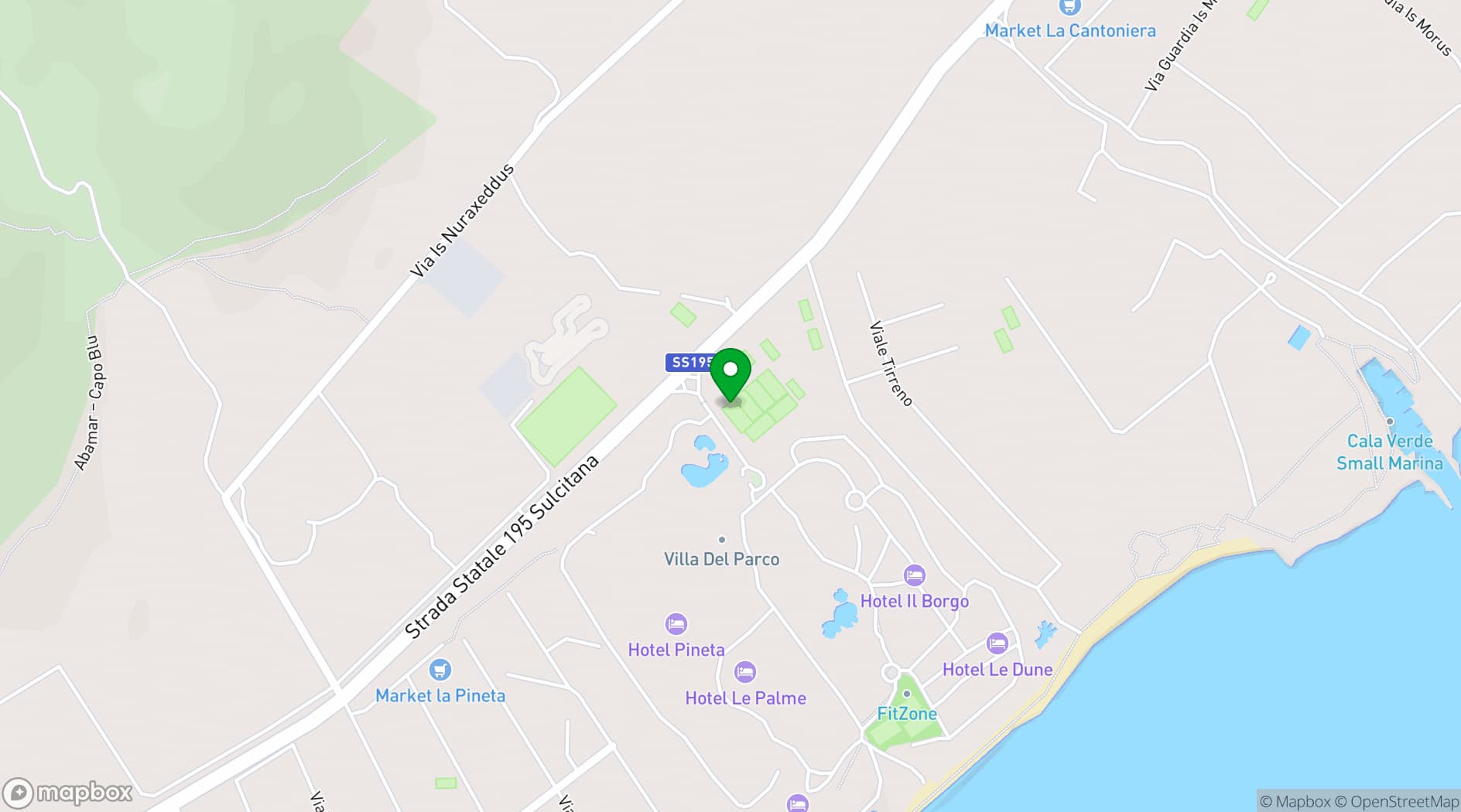 Map showing Forte Village Sardinia