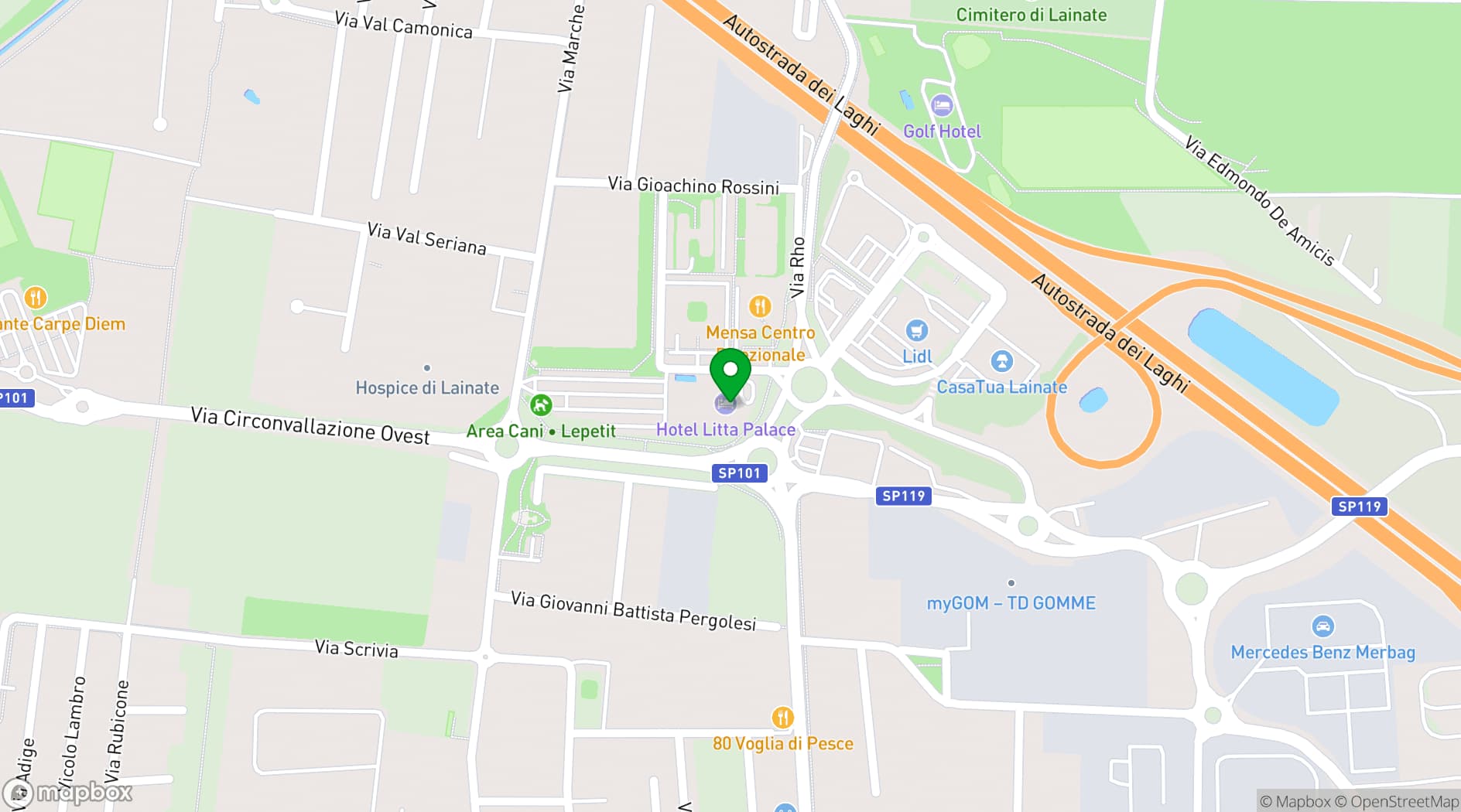Map showing Hotel Litta Palace