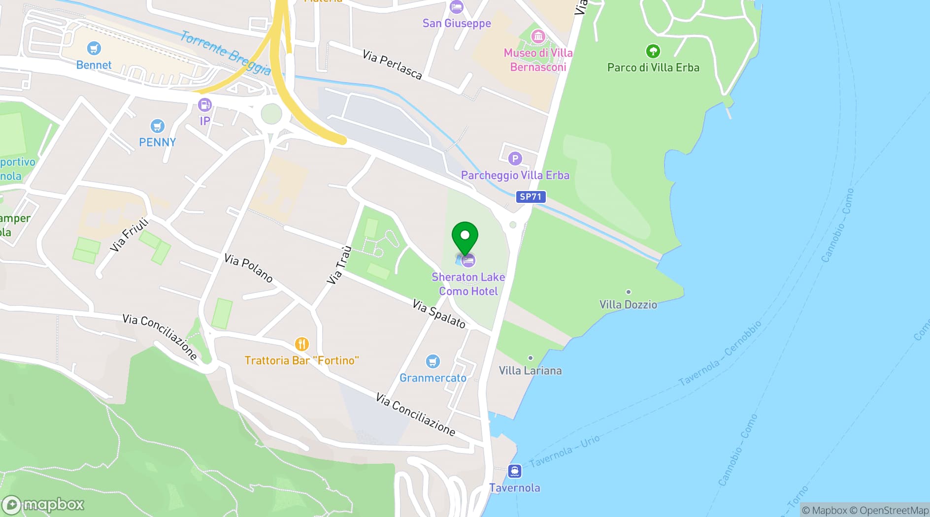 Map showing Sheraton Lake Como Hotel