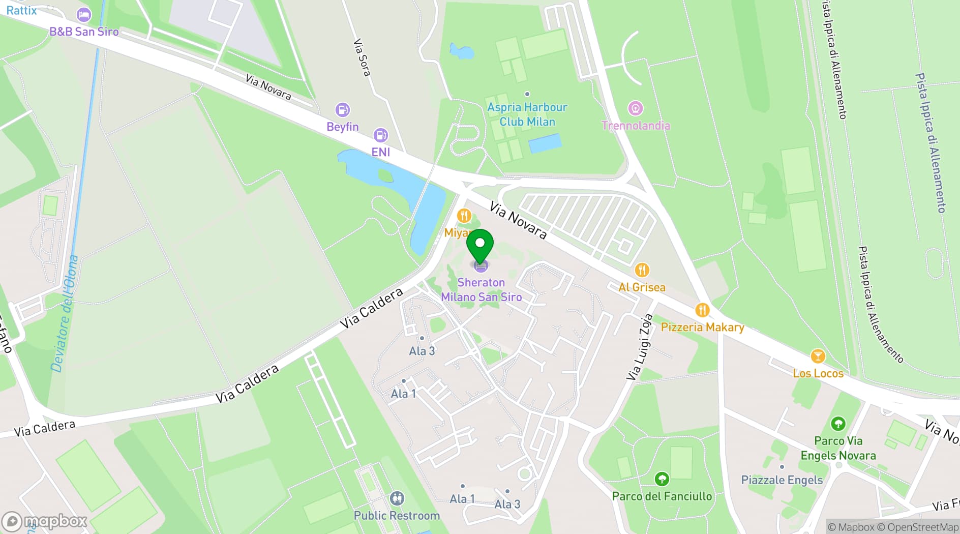 Map showing  Sheraton Milan San Siro