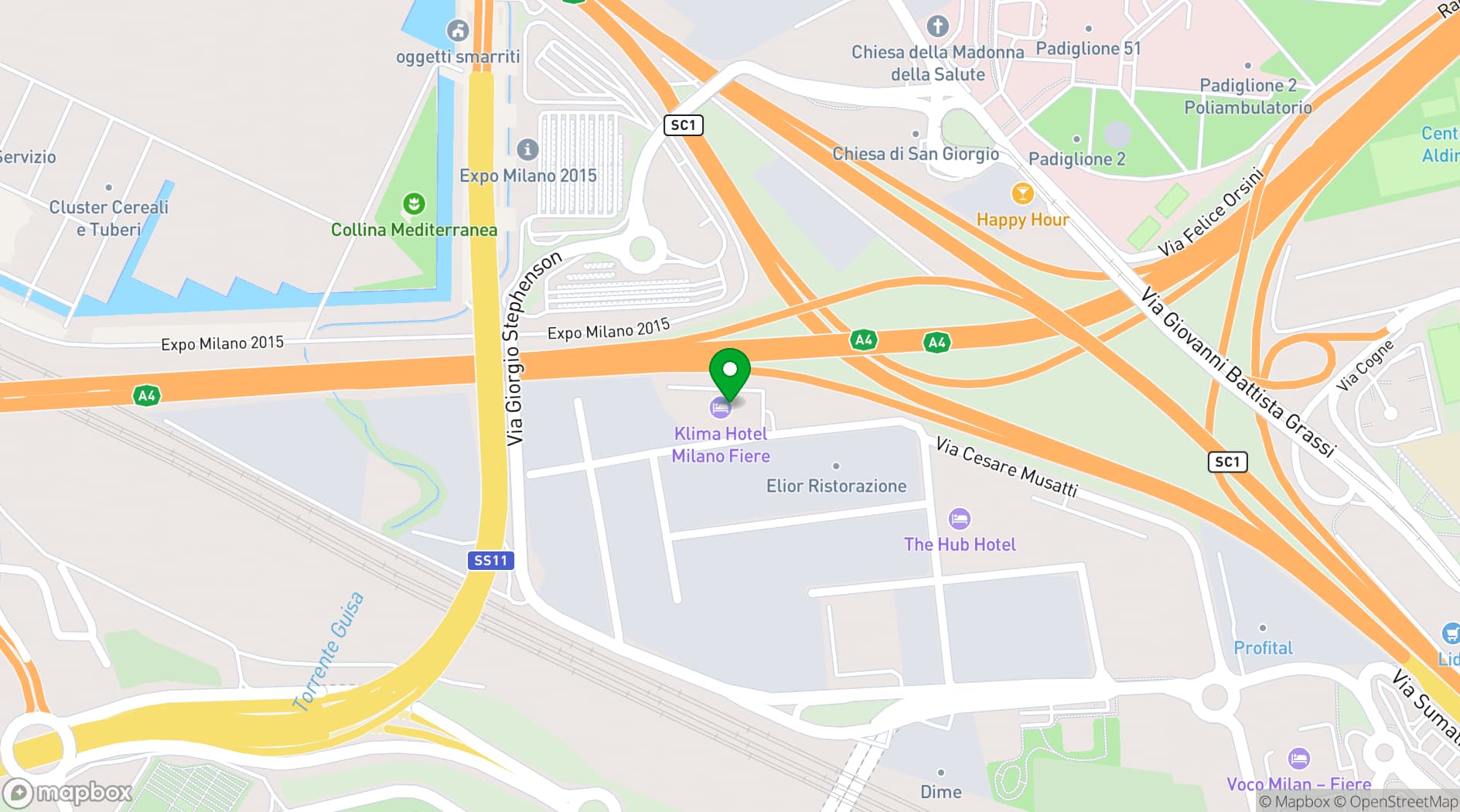 Map showing Klima Hotel Milano
