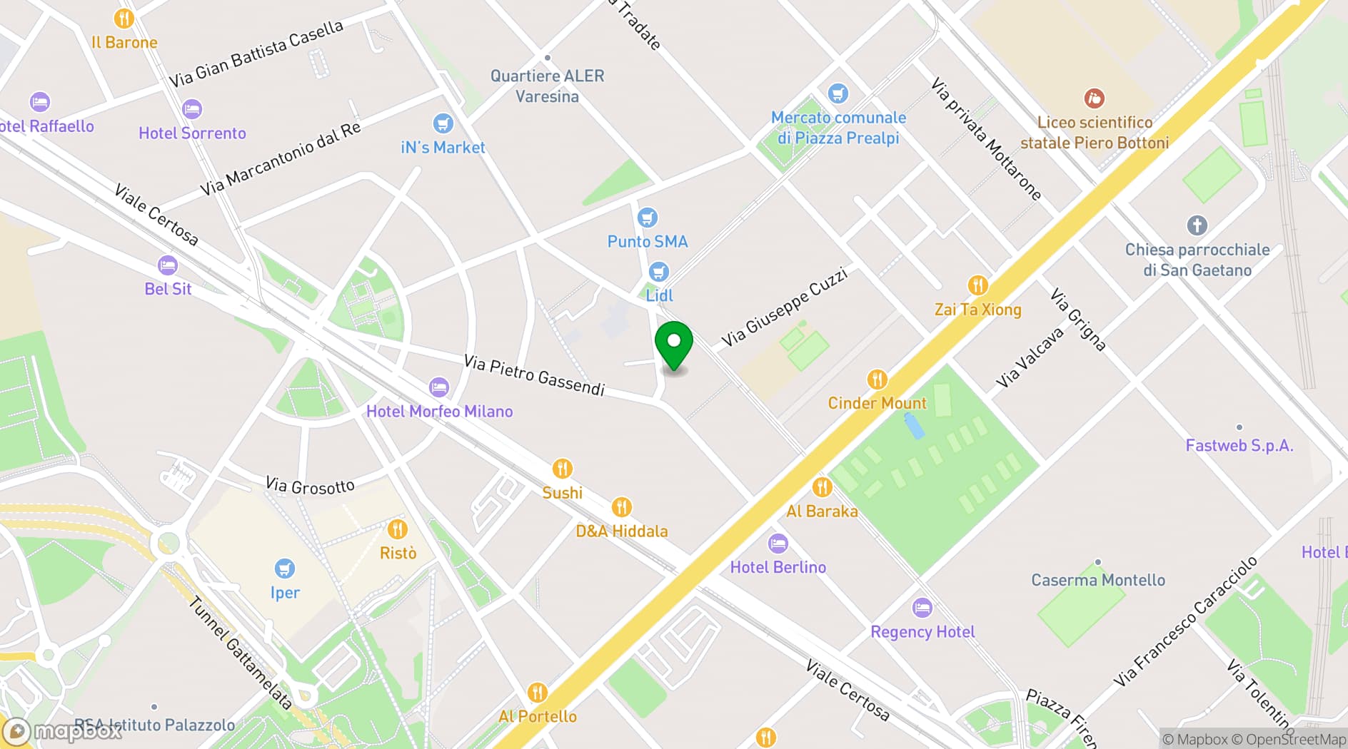 Map showing PYT Milano