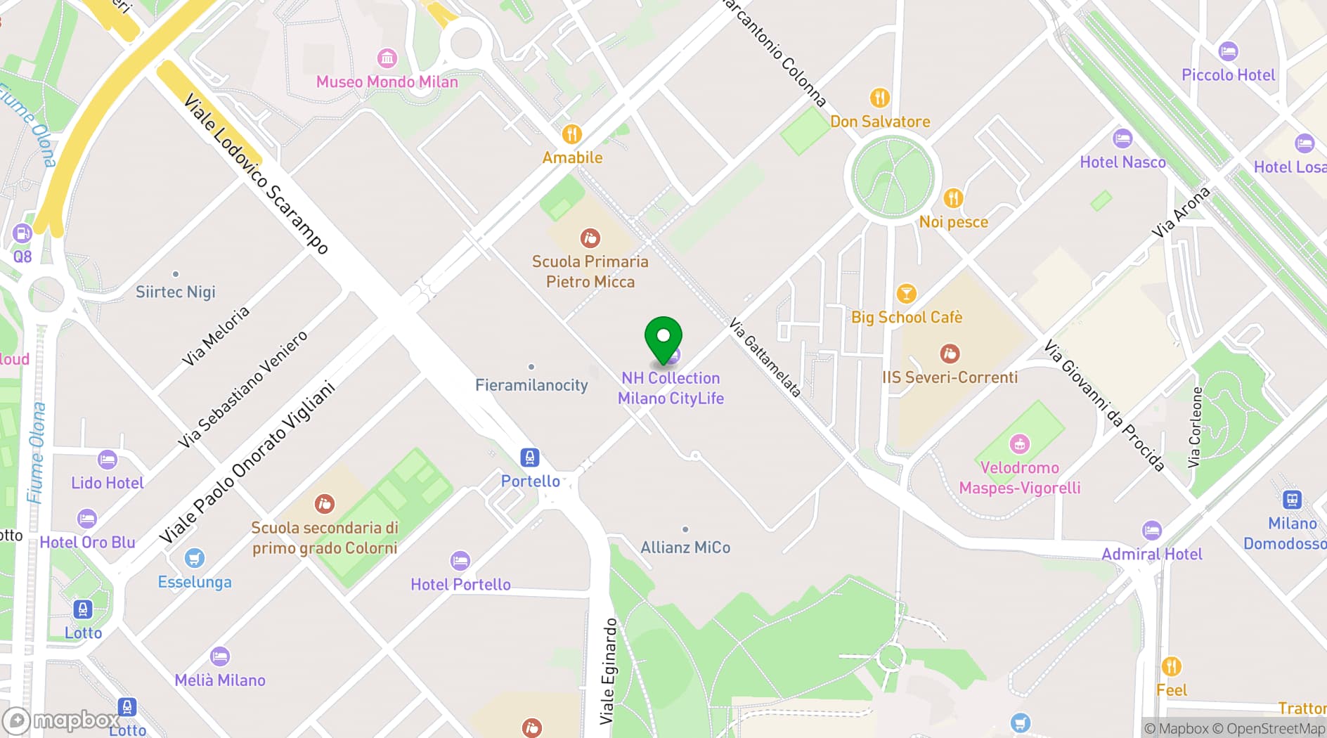 Map showing NH Collection Milano CityLife