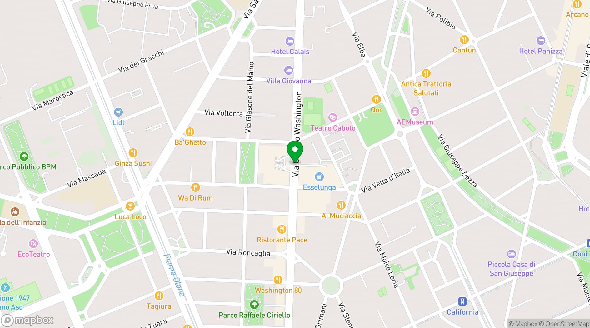 Map showing Milan Marriott Hotel