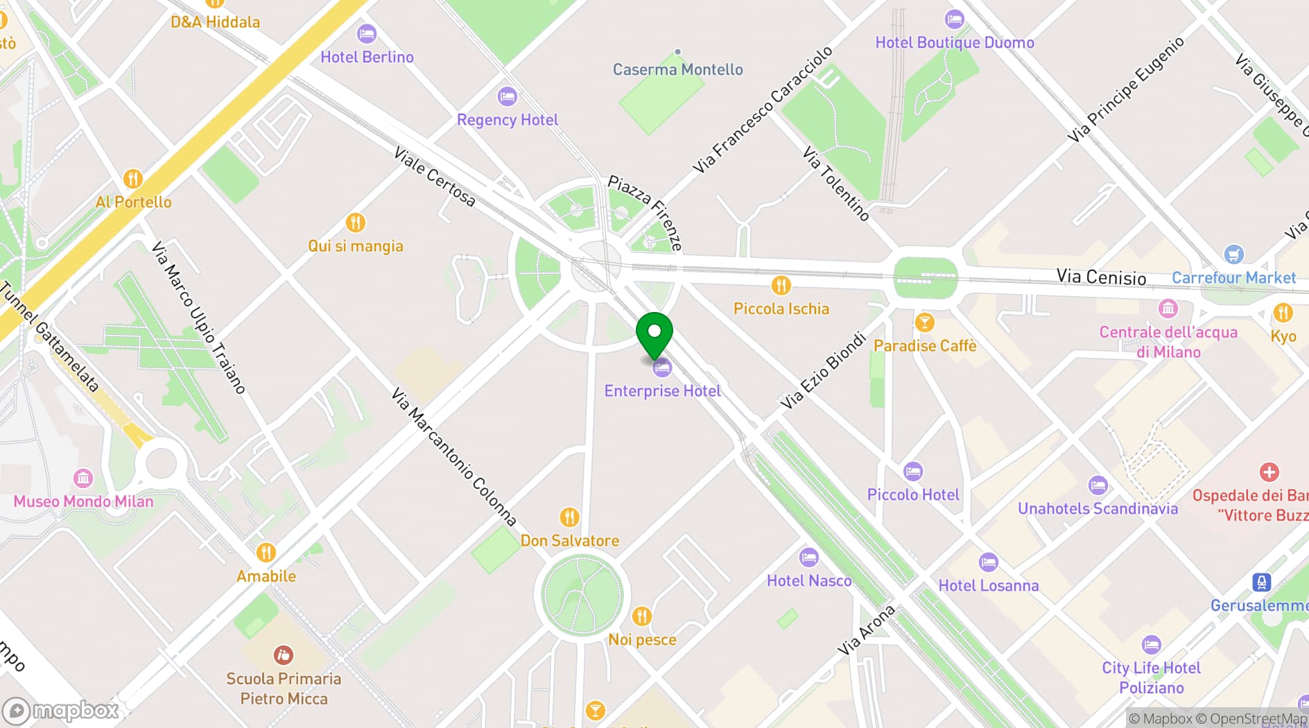Map showing Enterprise Hotel