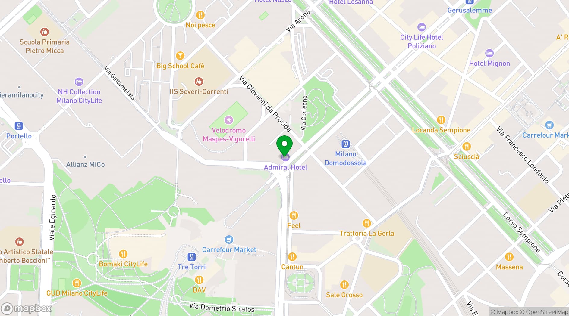 Map showing Admiral Hotel