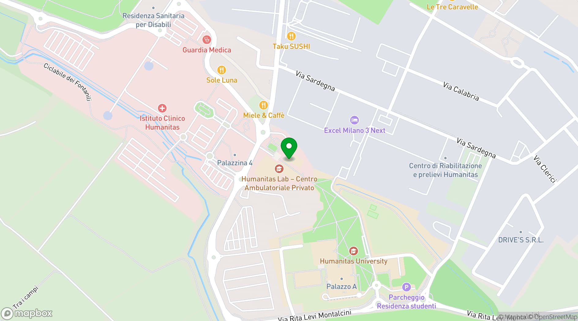 Map showing Humanitas Edu