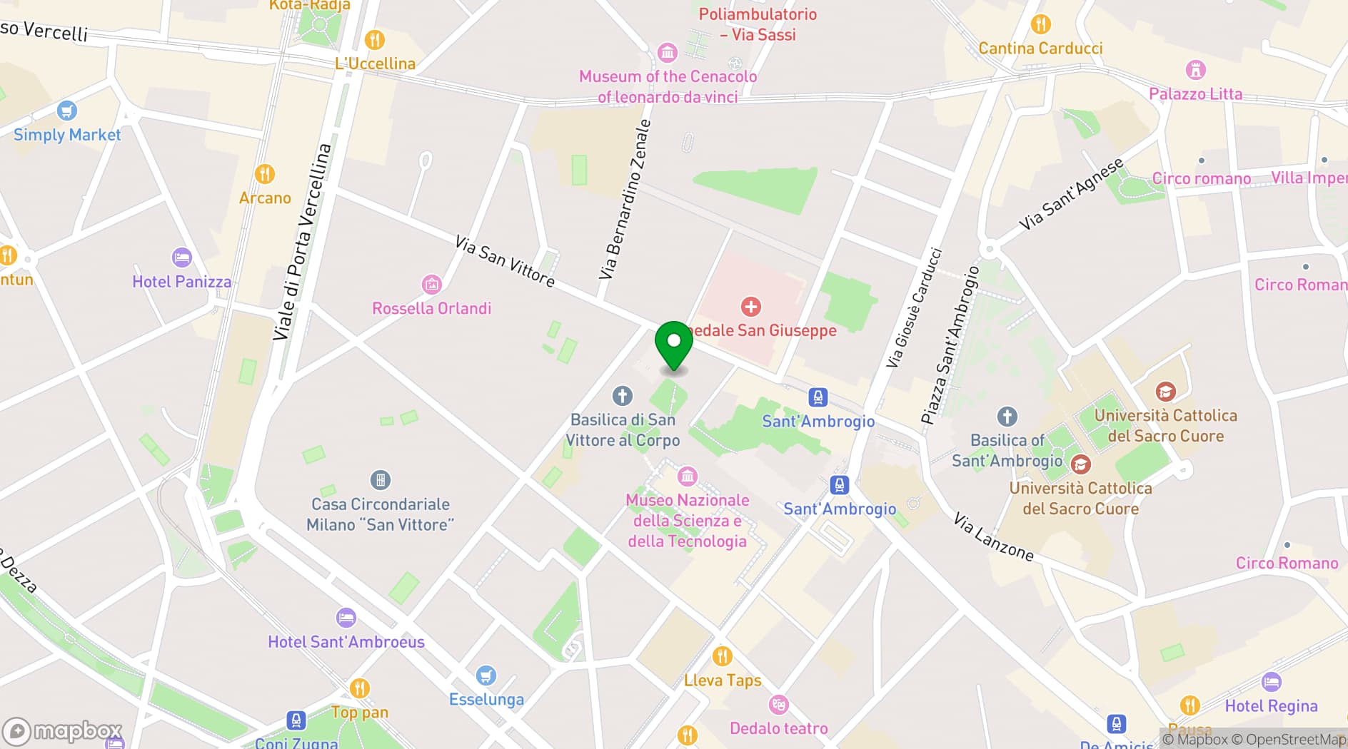 Map showing Museo Nazionale Scienza e Tecnologia Leonardo da Vinci
