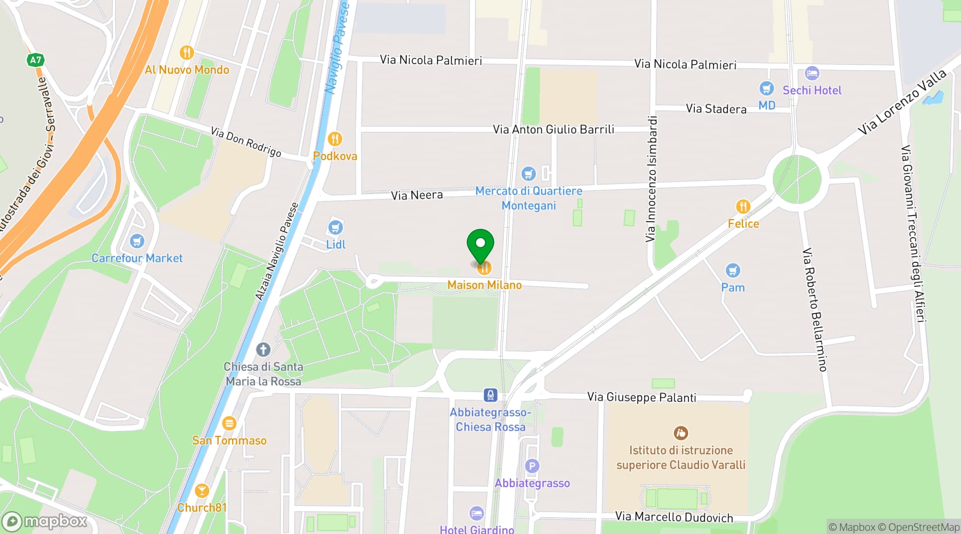Map showing Maison Milano