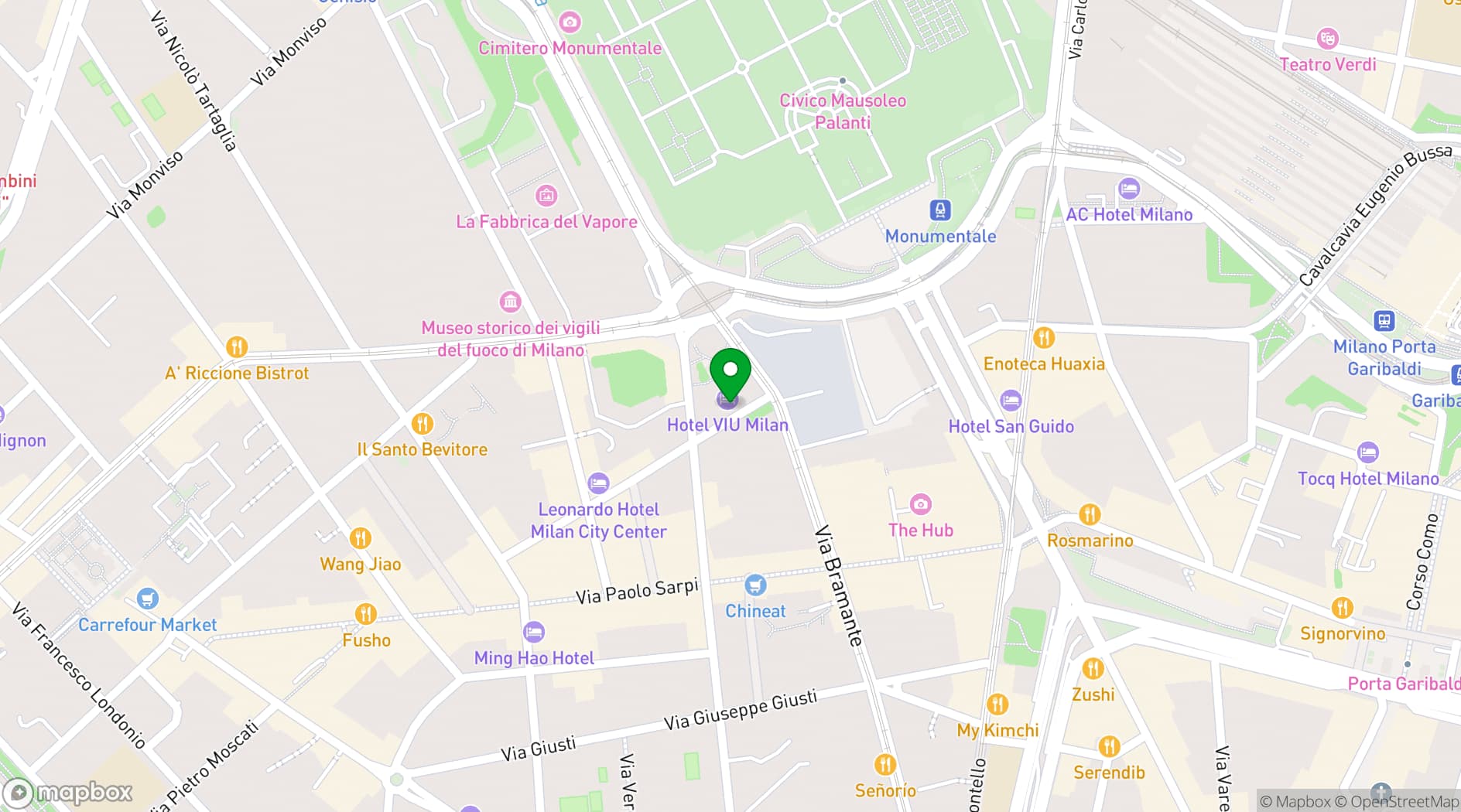 Map showing Hotel VIU Milan