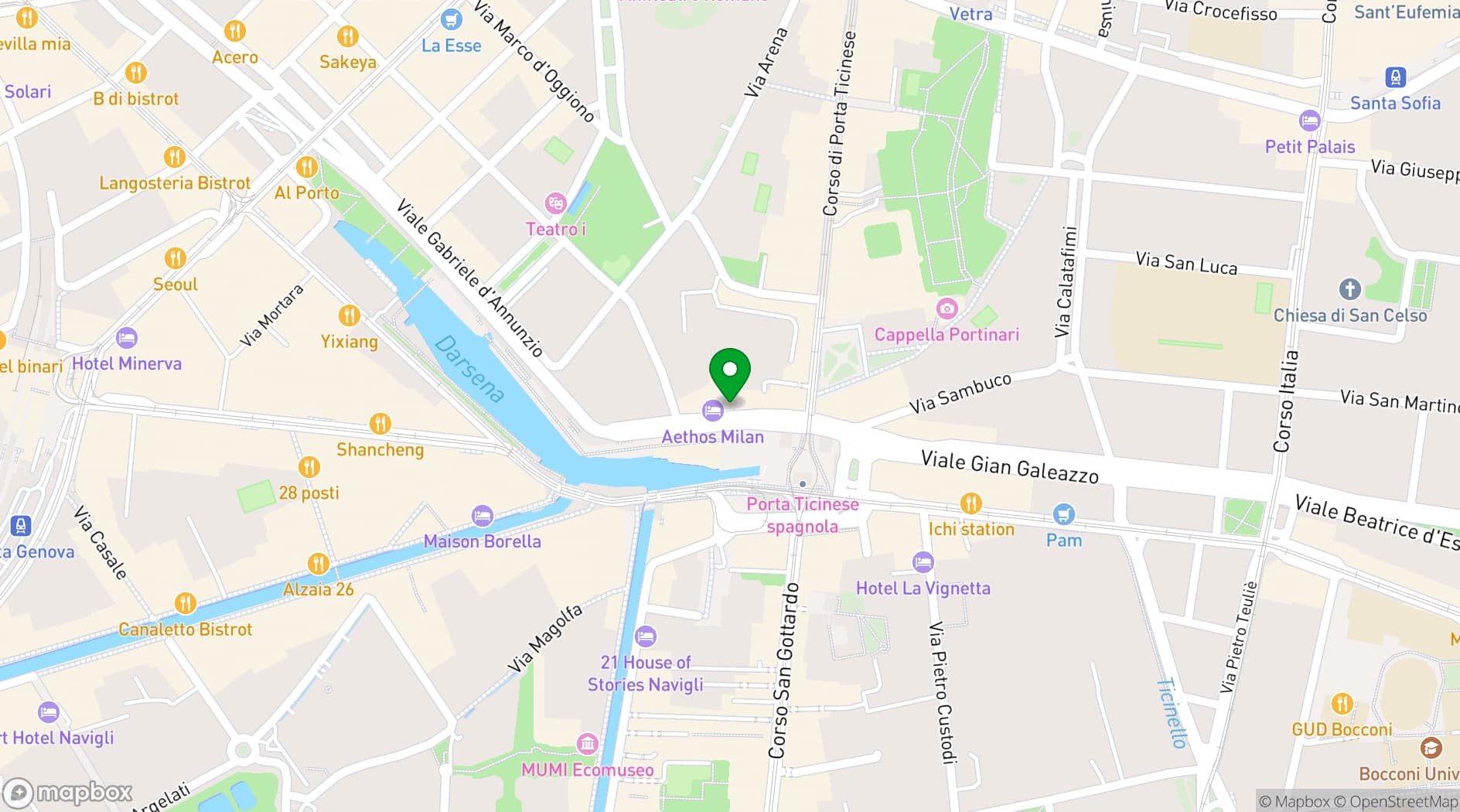 Map showing Aethos Milan