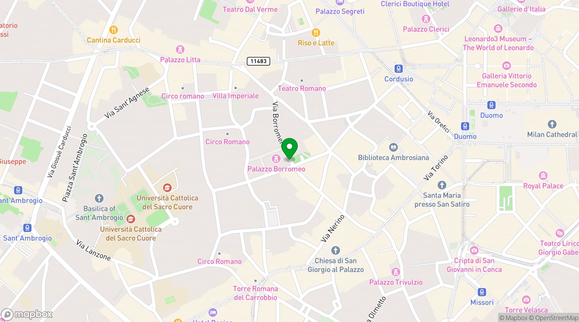 Map showing Villa San Carlo Borromeo