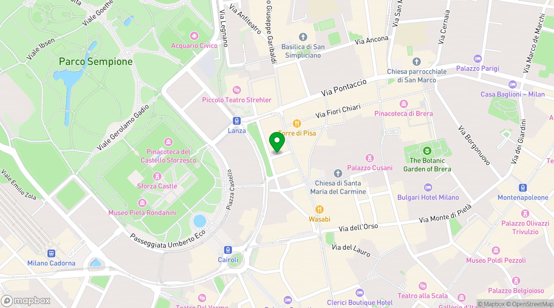Map showing Brera Site