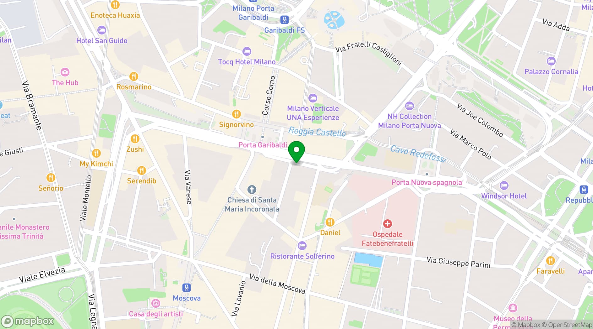 Map showing Spaces Porta Nuova