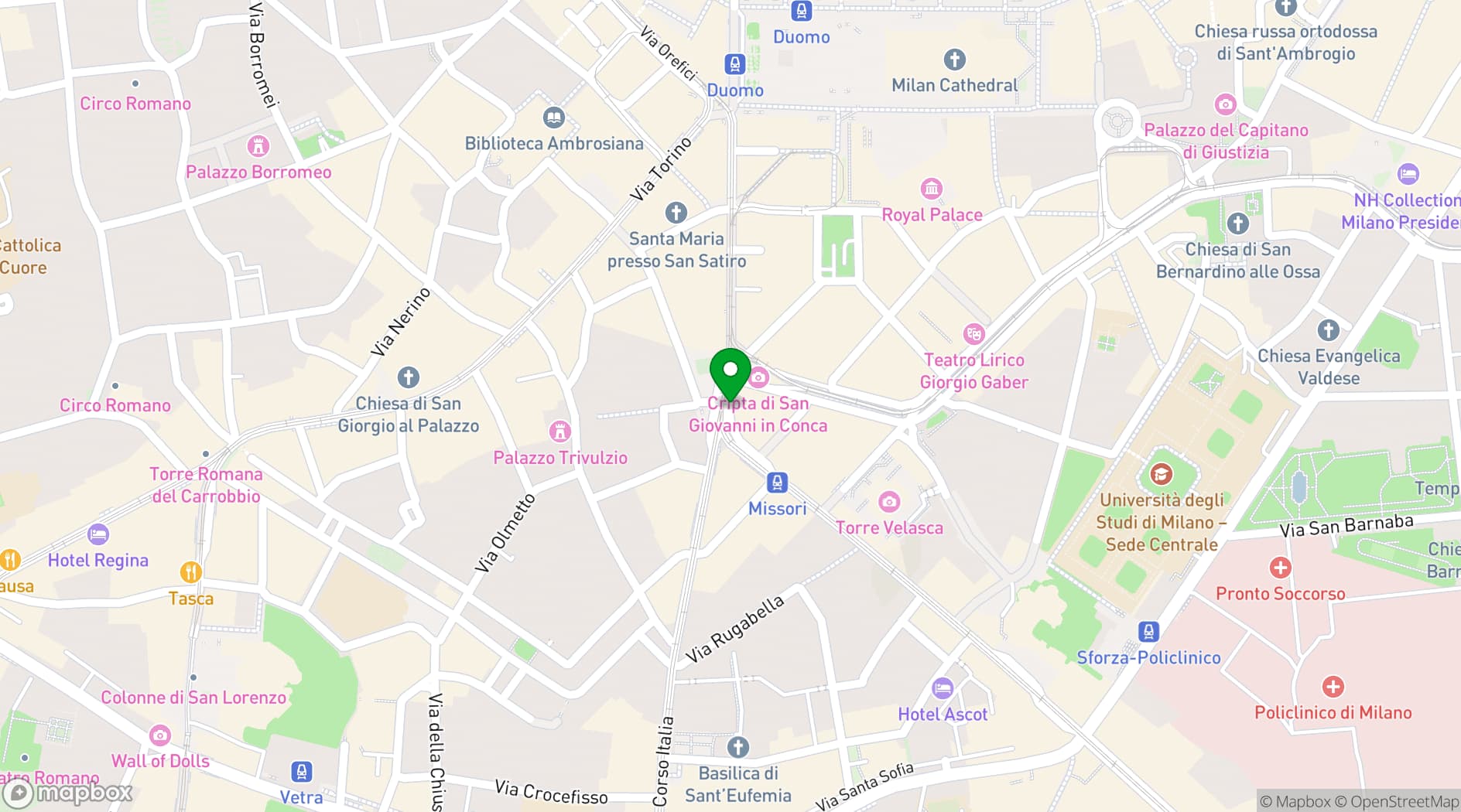 Map showing Hotel dei Cavalieri Milano Duomo