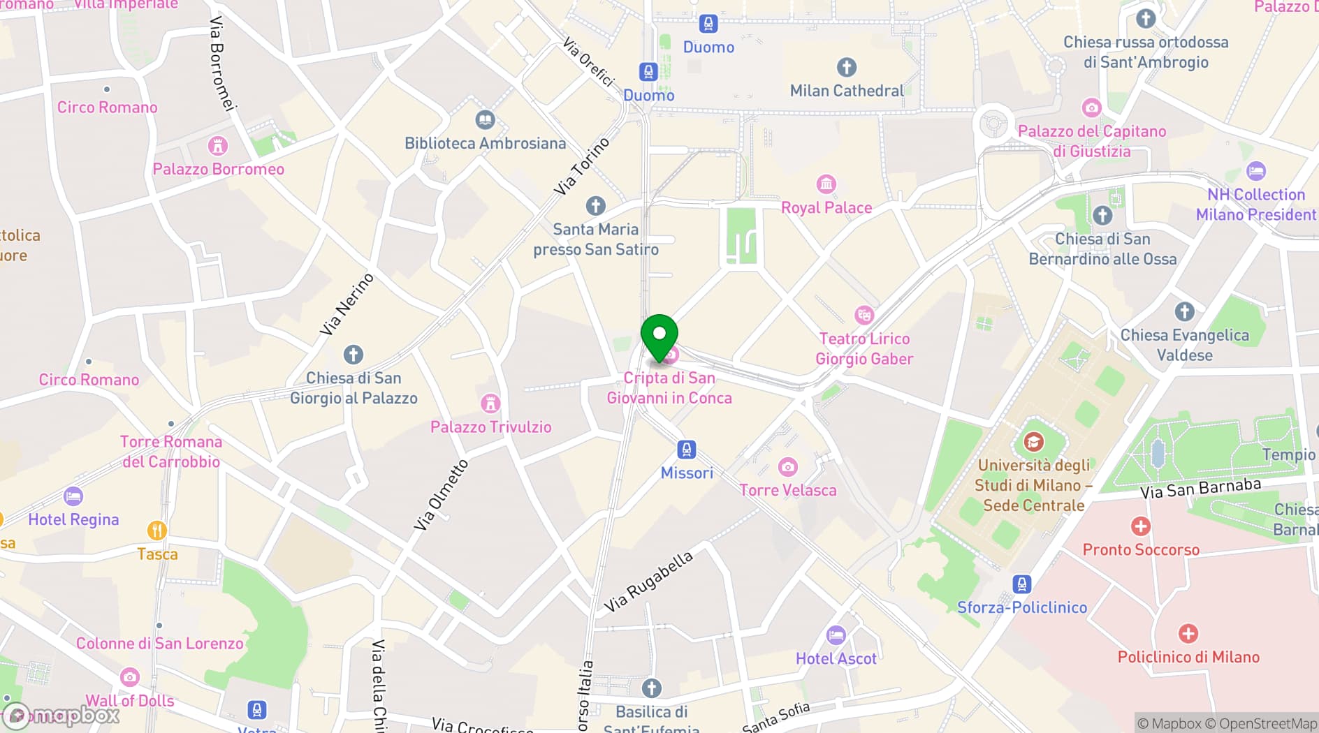 Map showing Hotel Dei Cavalieri
