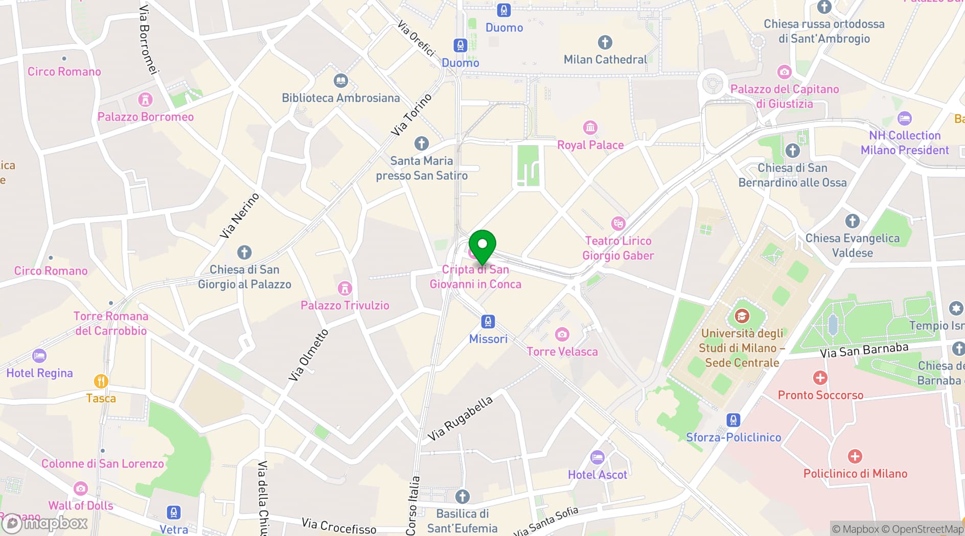 Map showing The Square Milano Duomo