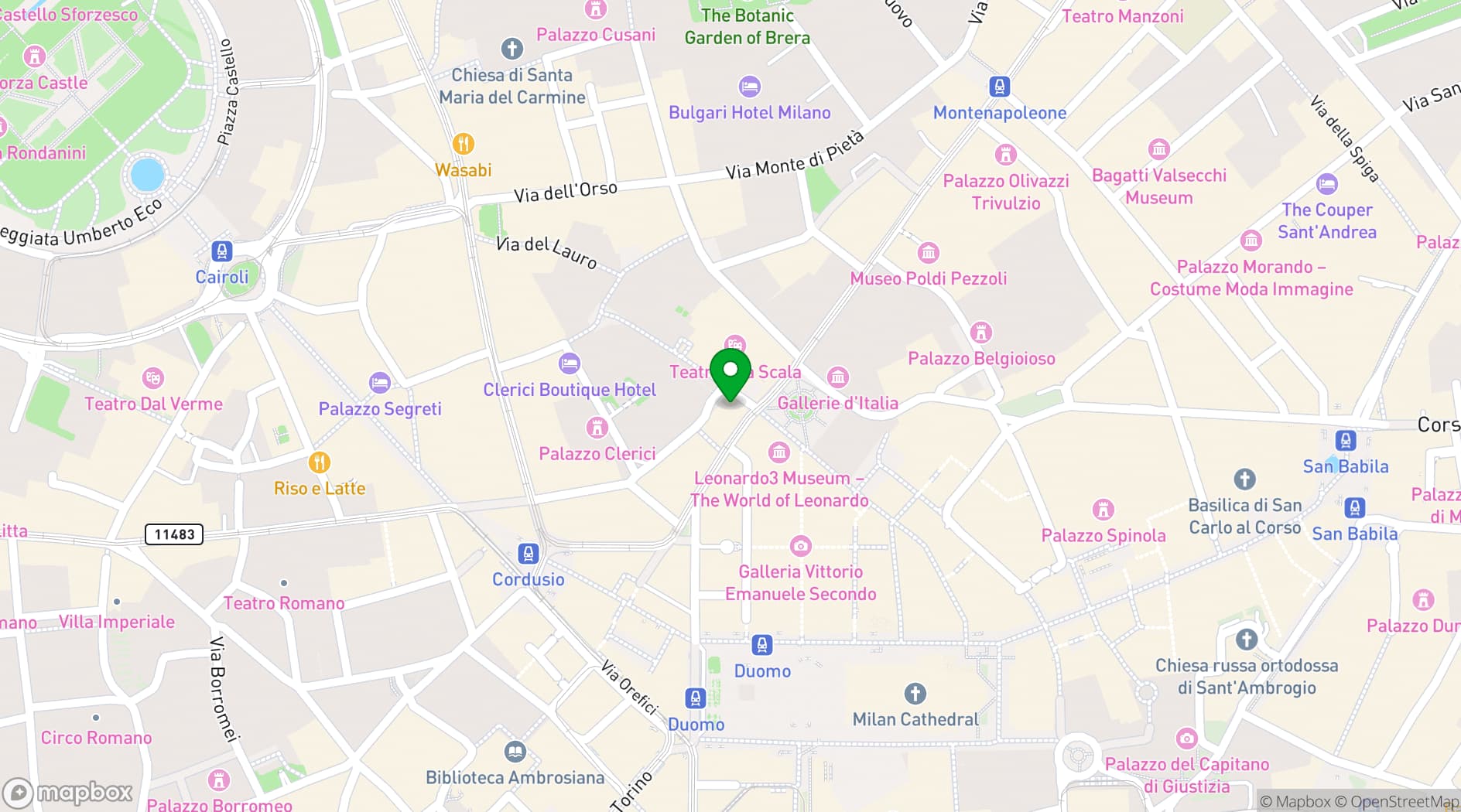 Map showing Ristorante Trussardi Alla Scala