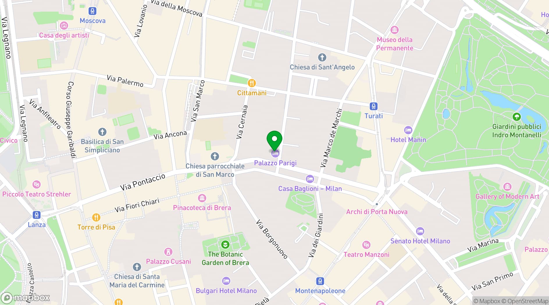 Map showing Palazzo Parigi Hotel & Grand Spa