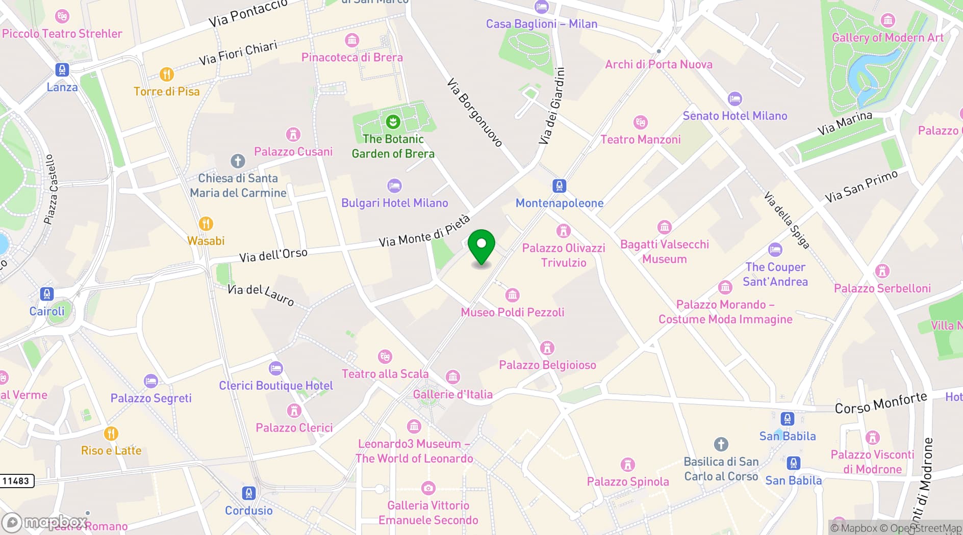 Map showing Palazzo Molteni