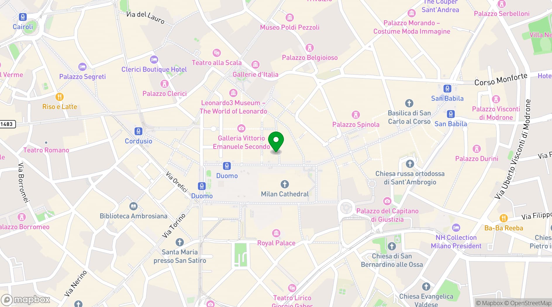 Map showing Duomo Room