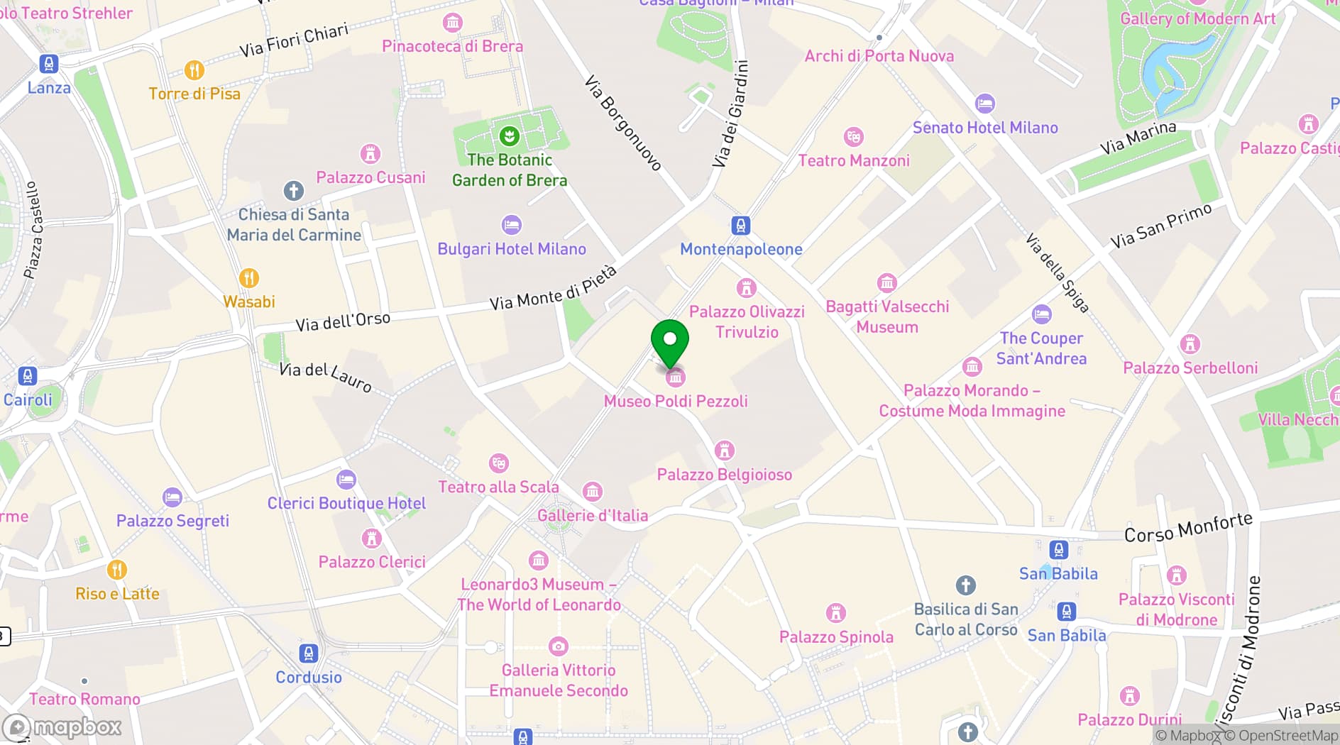 Map showing Poldi Pezzoli Museum