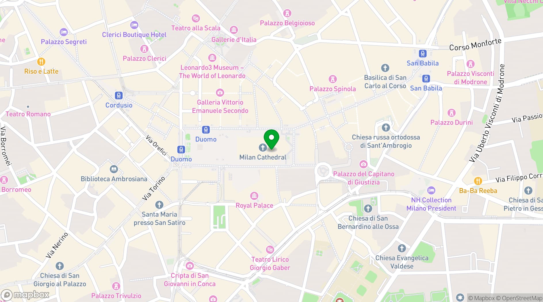 Map showing Duomo di Milano