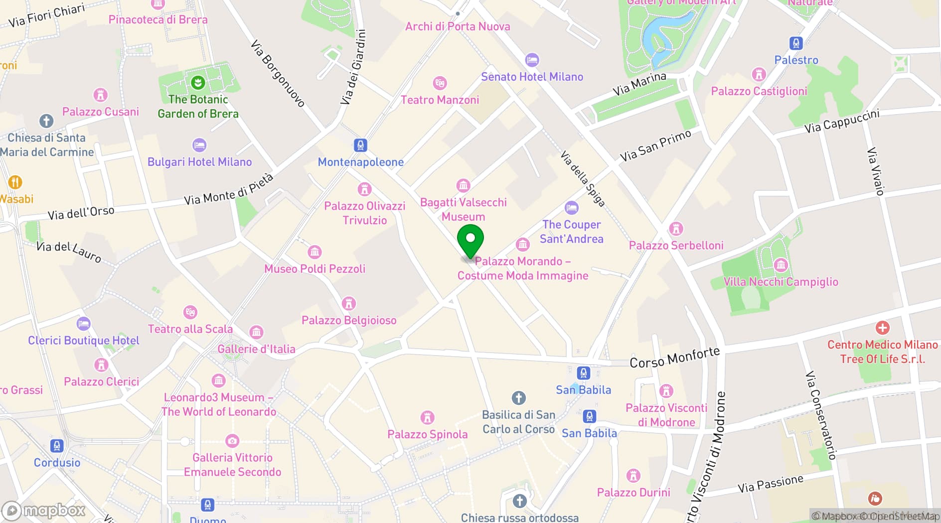 Map showing Crazy Pizza Milan