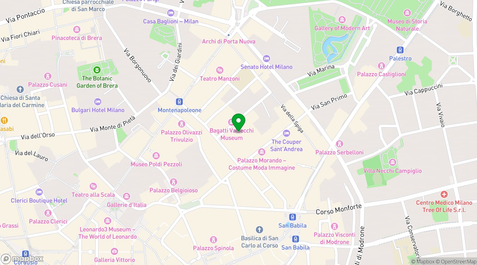 Map showing Four Seasons Hotel Milan