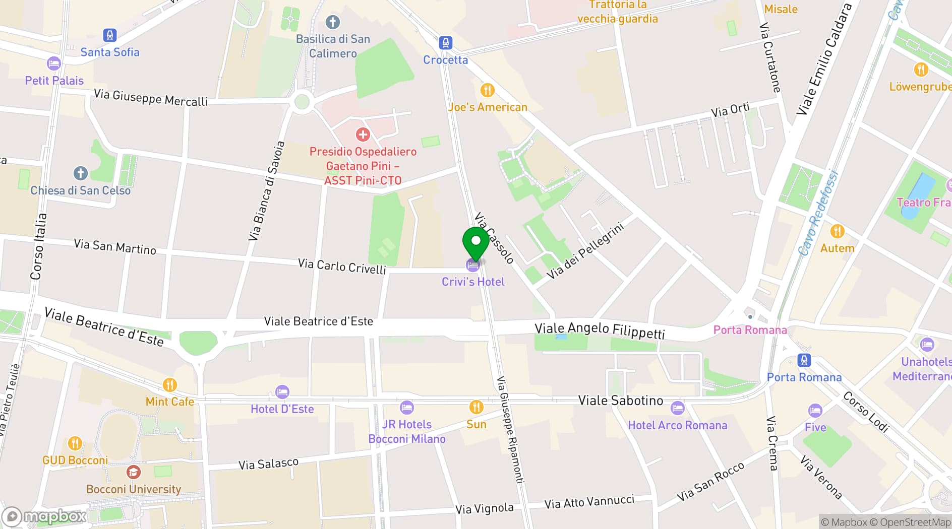 Map showing Hotel Crivi's