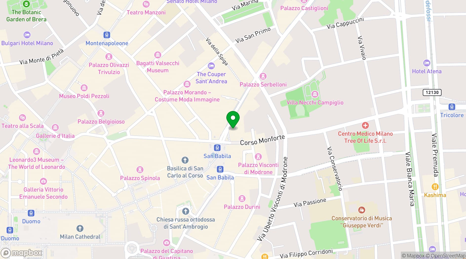 Map showing Spazio San Babila