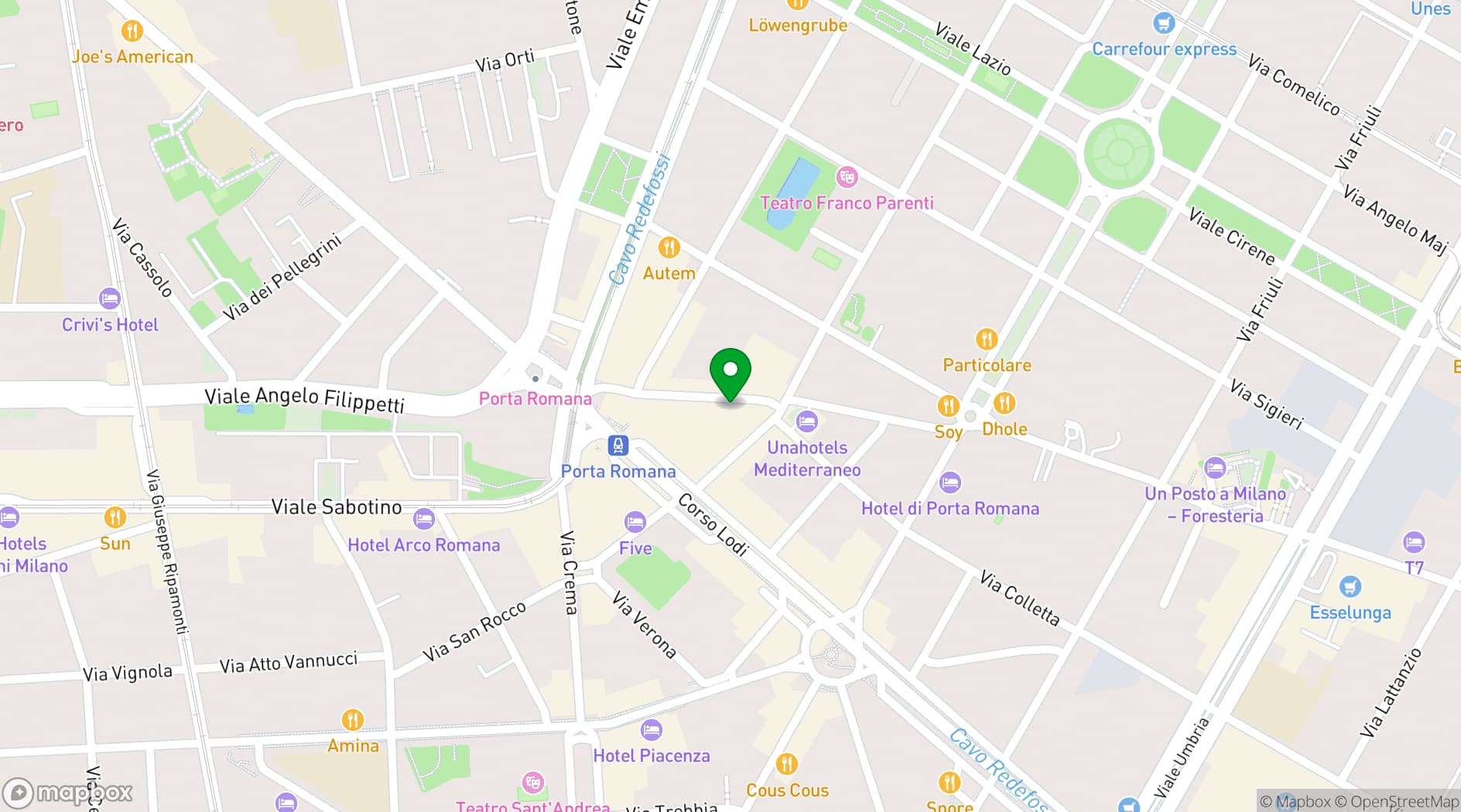 Map showing Casa Tua Osteria