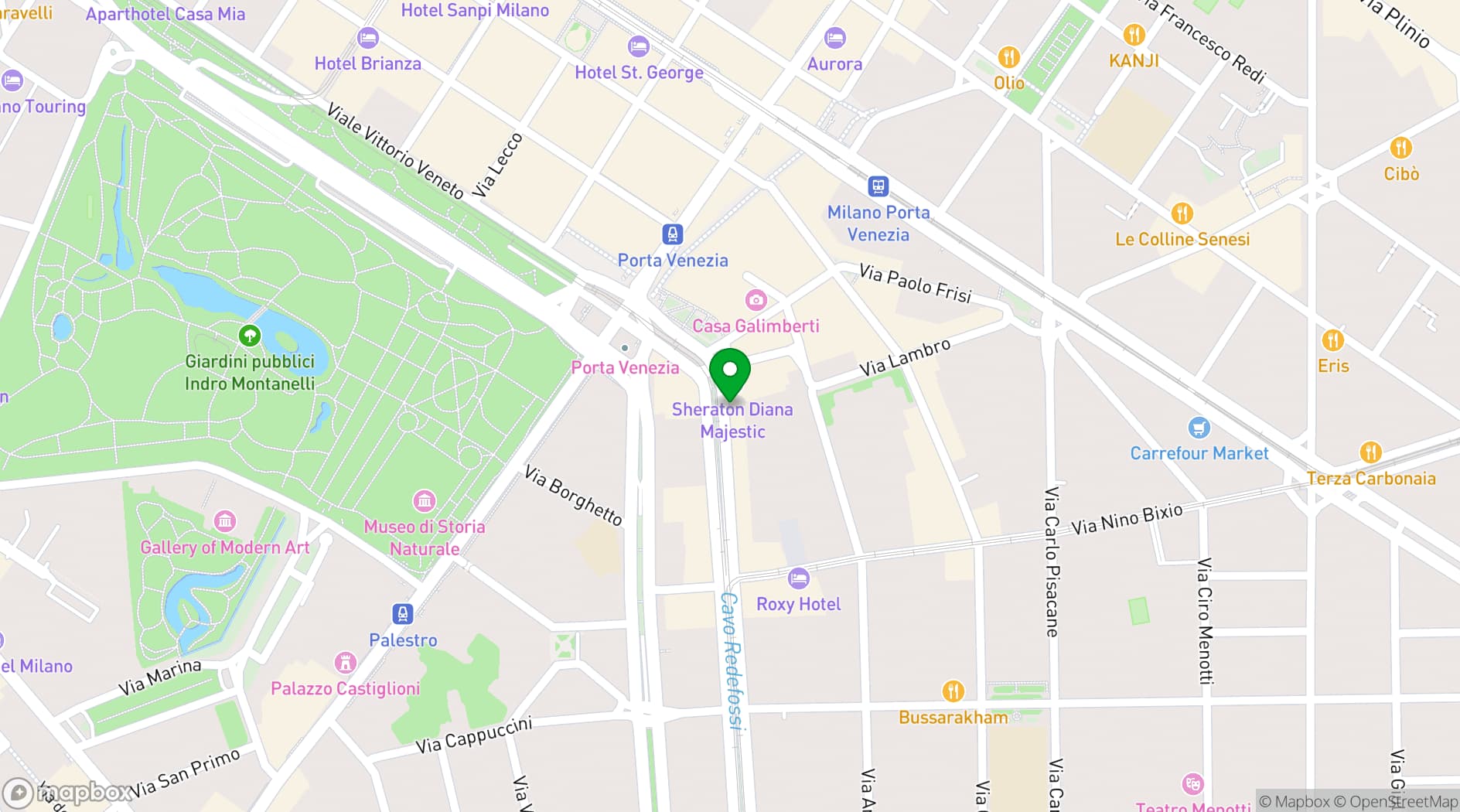 Map showing Sheraton Diana Majestic, Milan